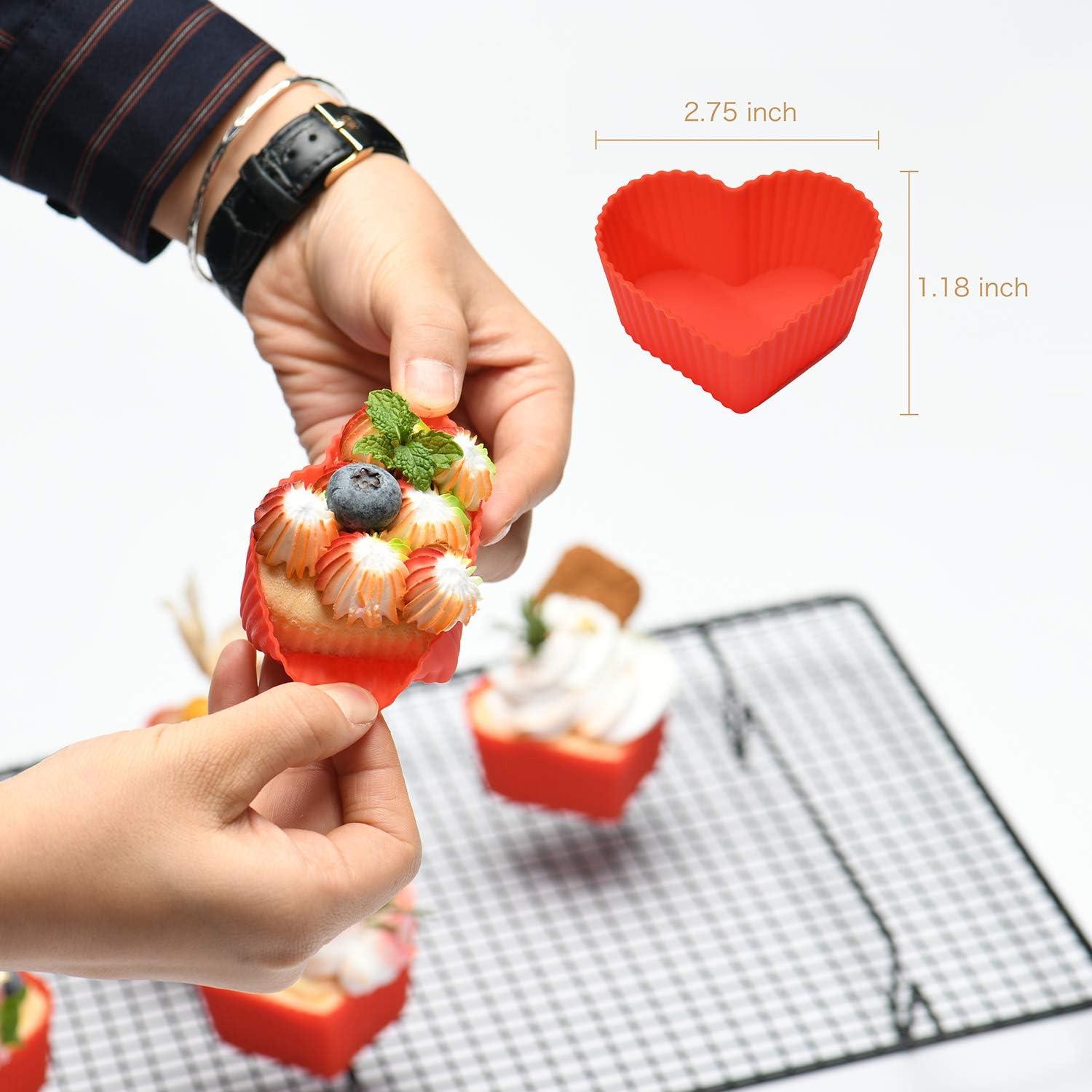 Moldes de Silicona para Cupcakes Jell-Cell Corazón 24 Pzas