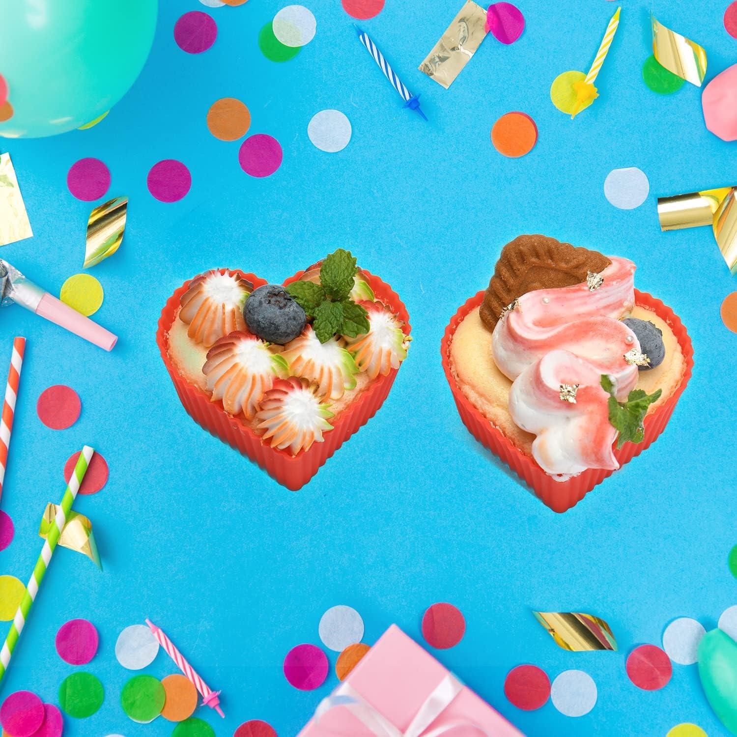 Moldes de Silicona para Cupcakes Jell-Cell Corazón 24 Pzas