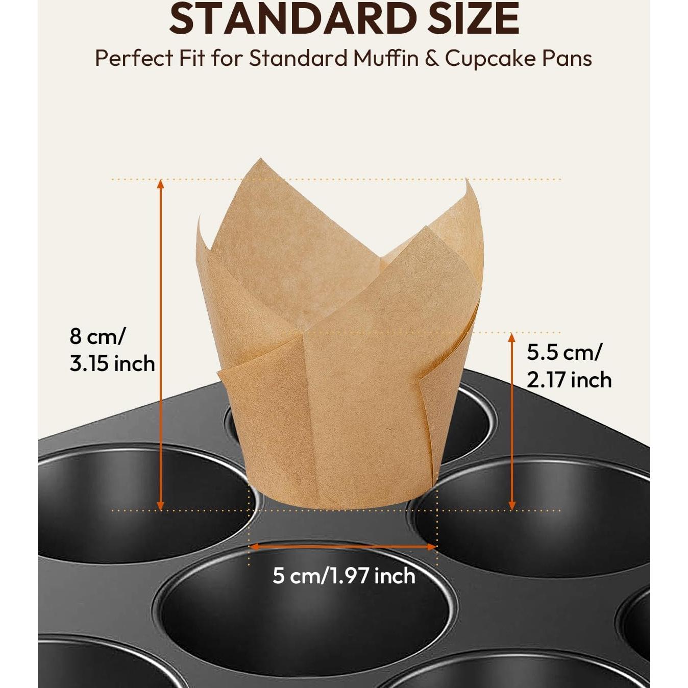 Forros para Cupcakes Tulipán OvenDelite, 200 Piezas, Papel Pergamino Natural