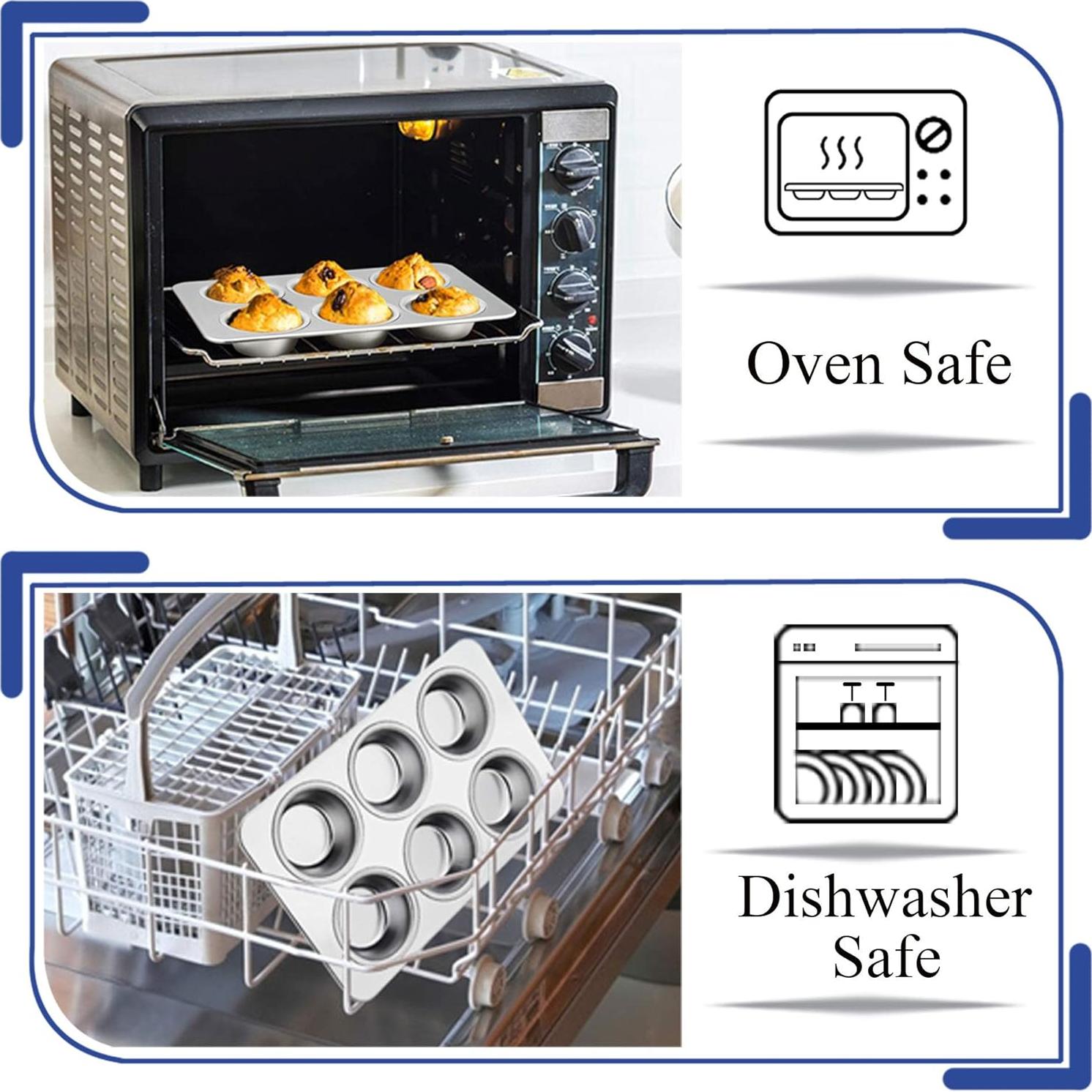 Molde para Muffins TeamFar de Acero Inoxidable 6 Tazas