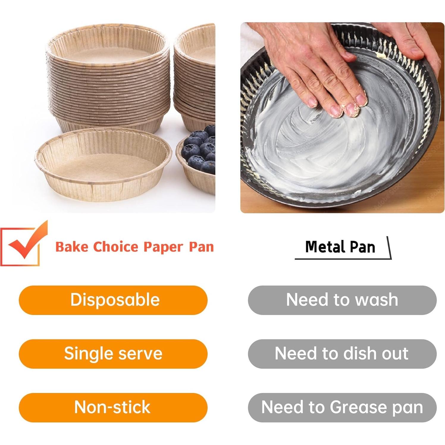 50 Moldes Mini Tartas Bake Choice 10.2 cm Antiadhesivos