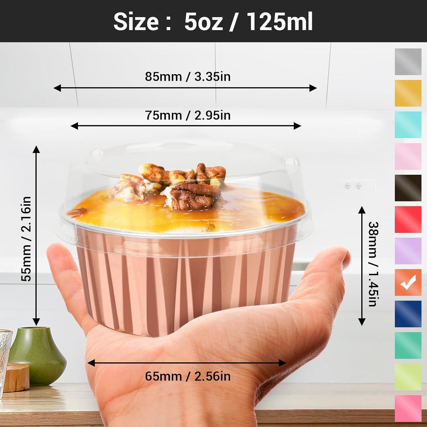 Tazas de Hornear Desechables EUSOAR 5oz Aluminio 50pcs