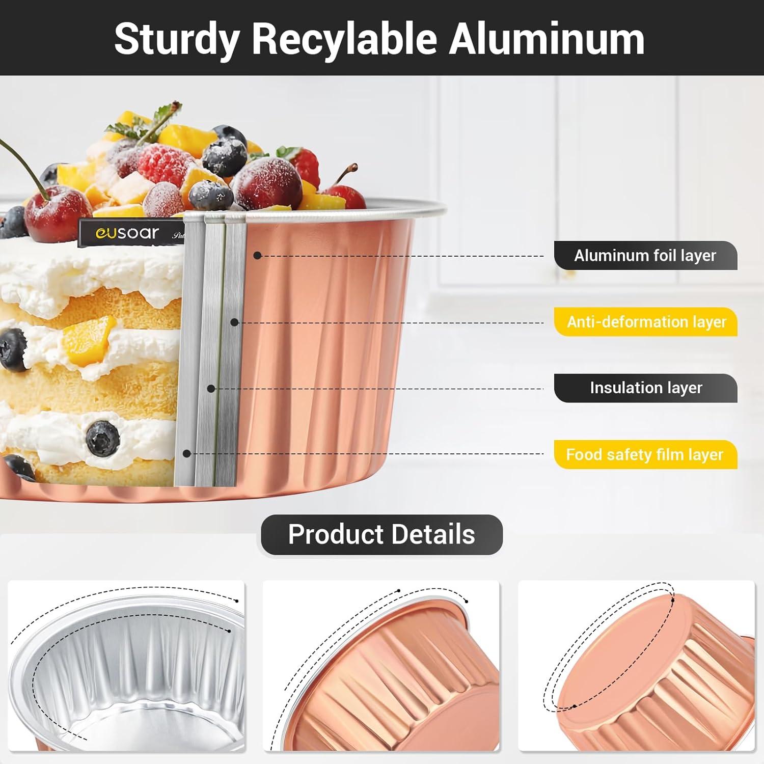 Tazas de Hornear Desechables EUSOAR 5oz Aluminio 50pcs