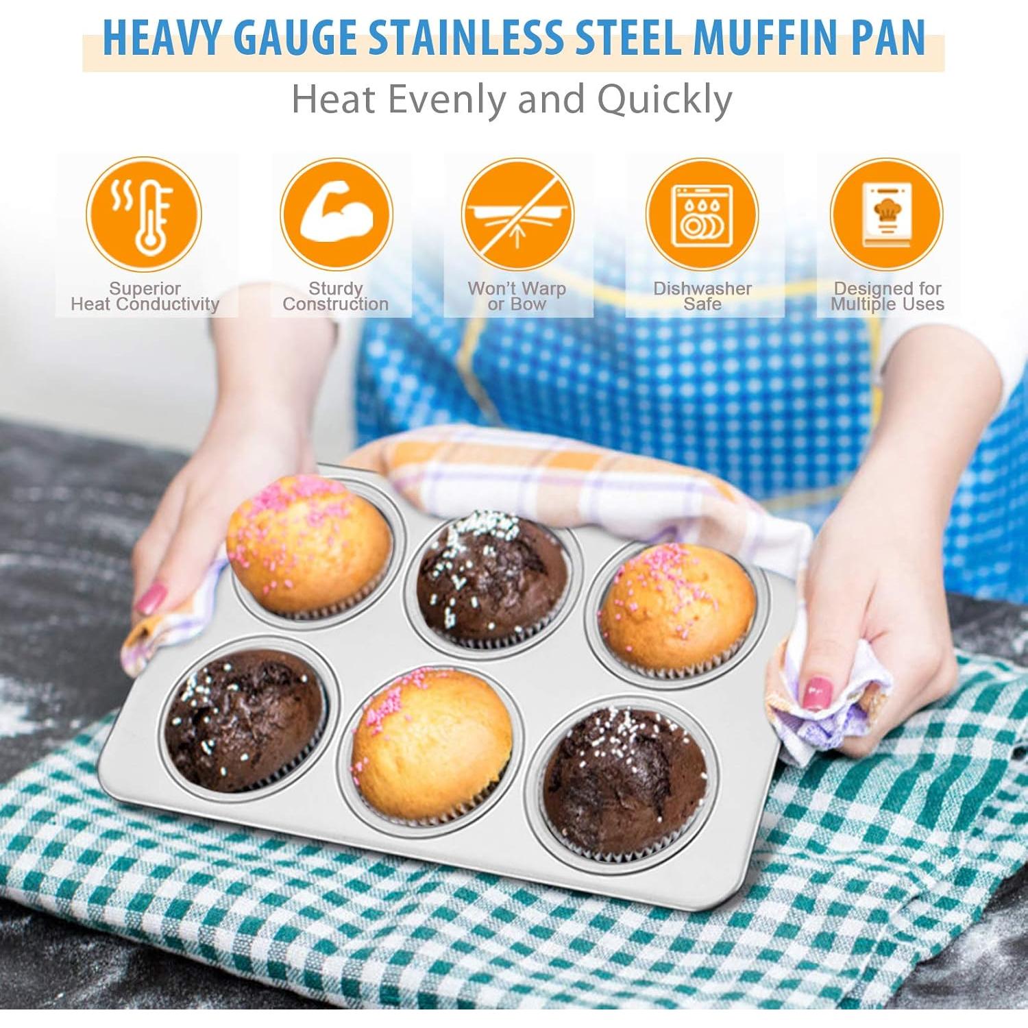 Juego de Moldes para Muffin E-far de Acero Inoxidable 6 Tazas
