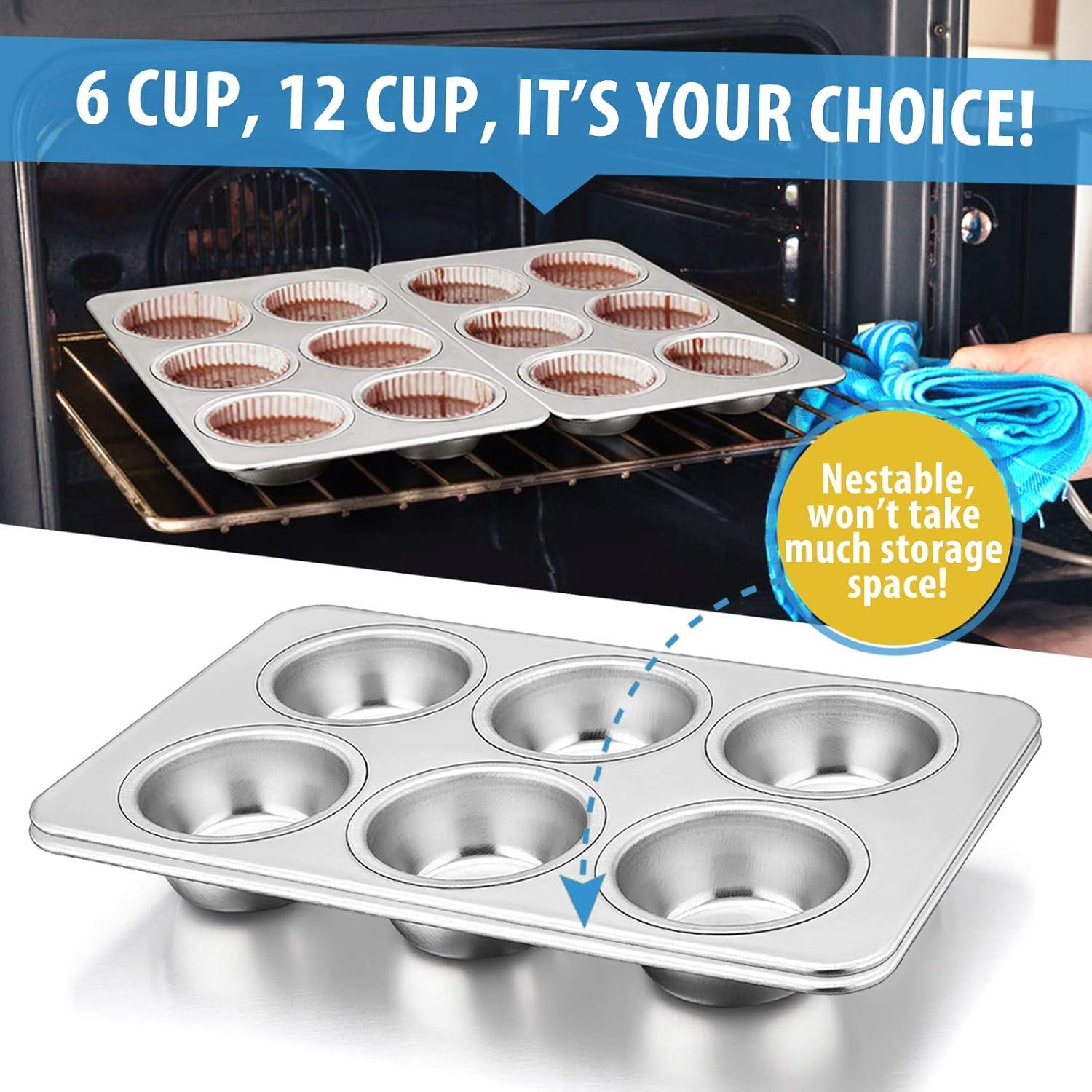 Juego de Moldes para Muffin E-far de Acero Inoxidable 6 Tazas