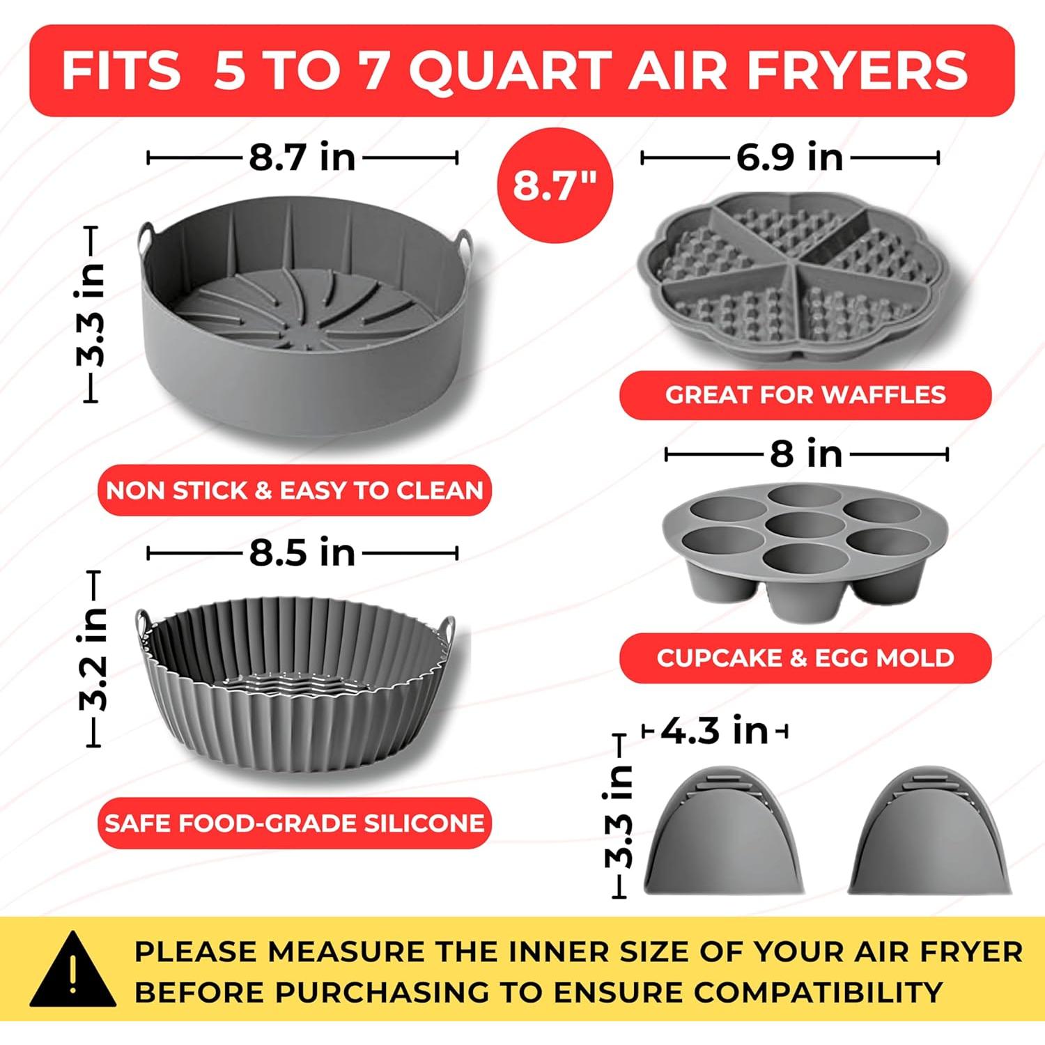 Conjunto de 5 forros de silicona Fuel-Up 22.1 cm para freidora