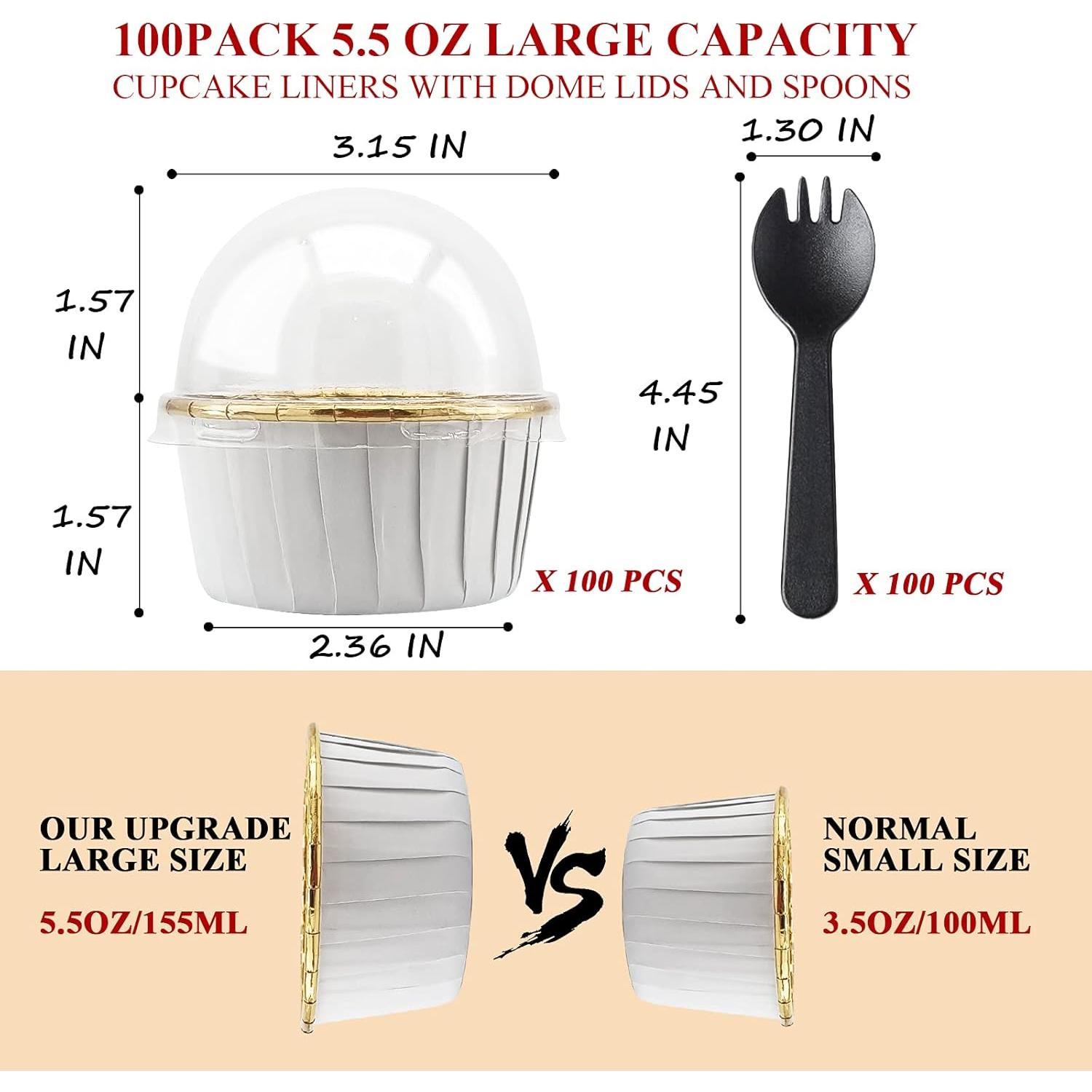 Pack de 100 Tazas de Cupcake Desechables LNYZQUS 150ml