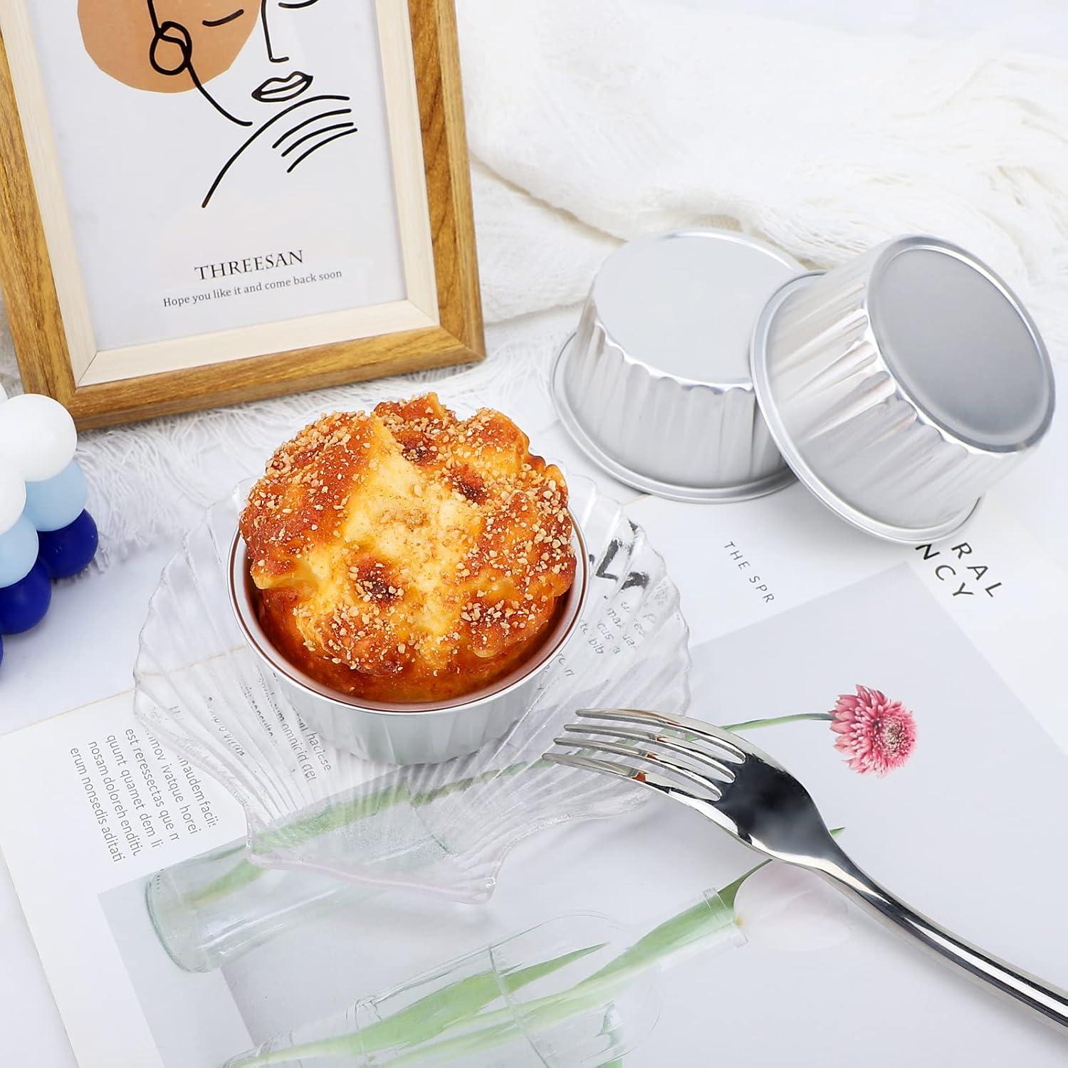 EUSOAR Ramequines Desechables 100pcs 148ml Aluminio Plateado