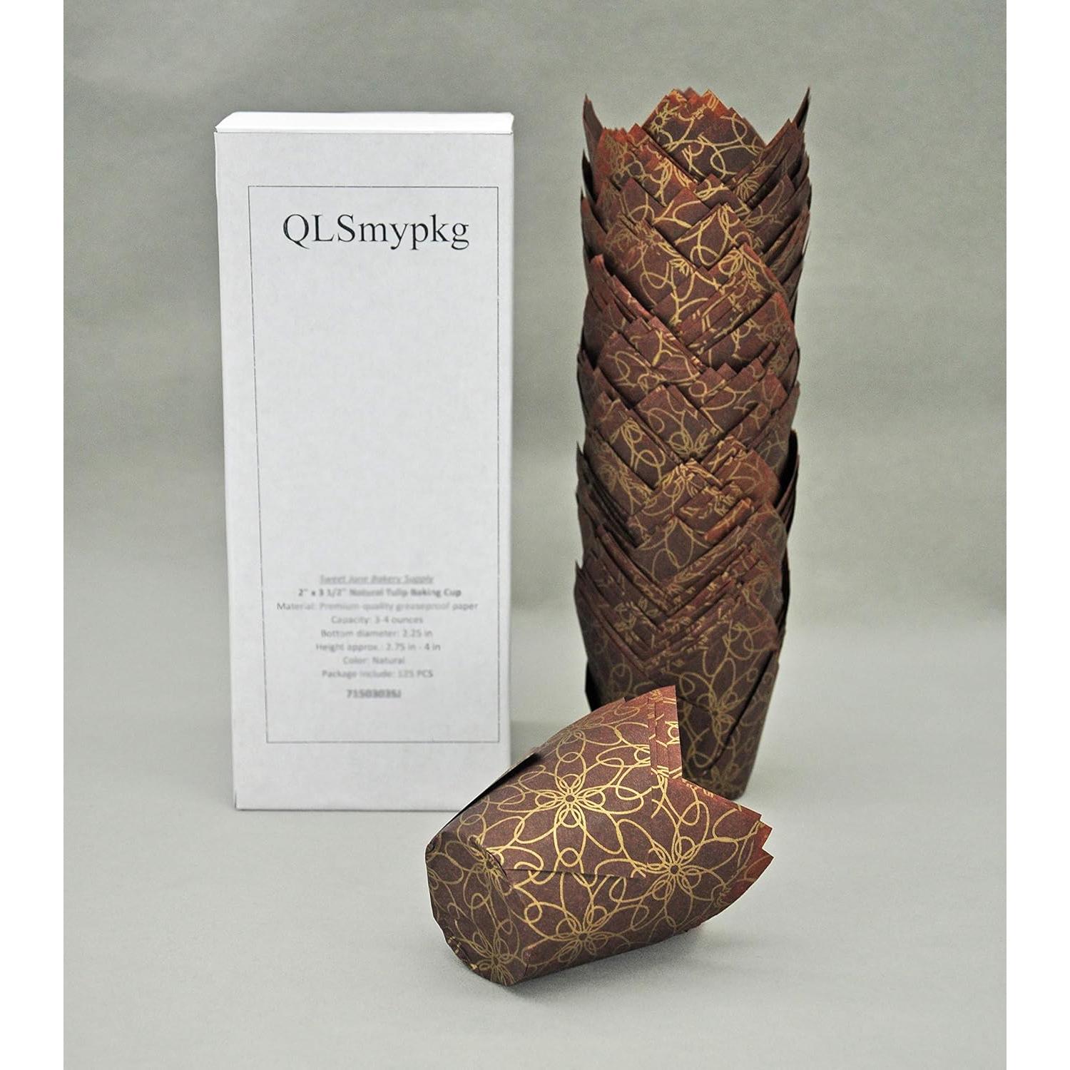Tazas de hornear tulipán QLSmypkg 125 pcs 5.08 cm floral