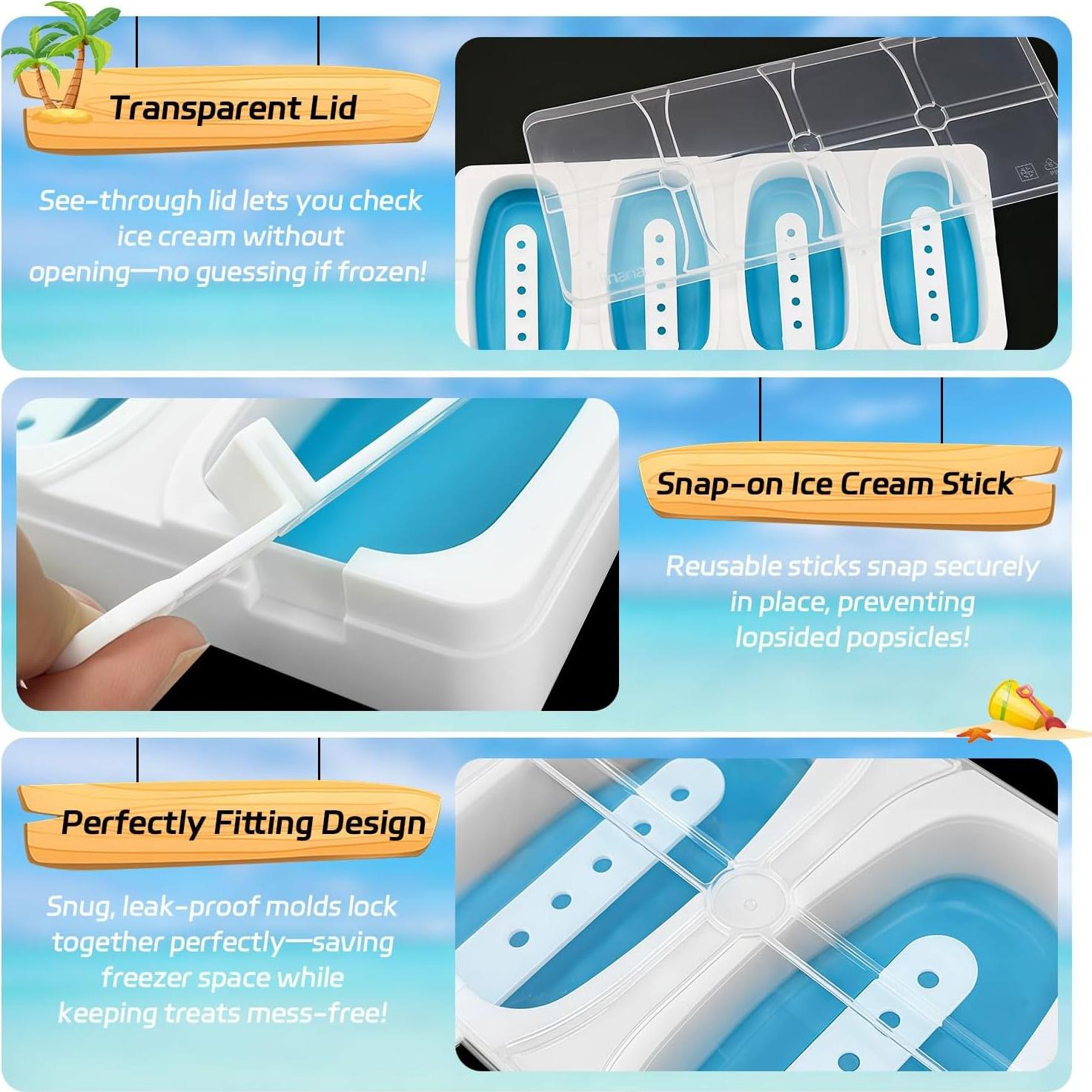 Moldes de Paletas Apilables Alinana - 2 Piezas Sin BPA