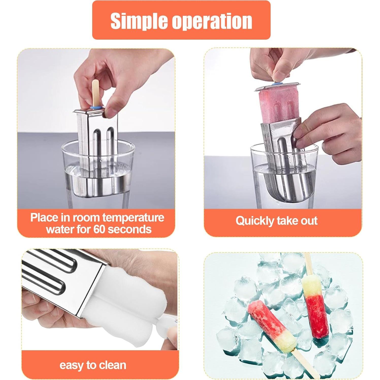 Set de 6 Moldes de Helado Acero Inoxidable ELEMONY 85ml