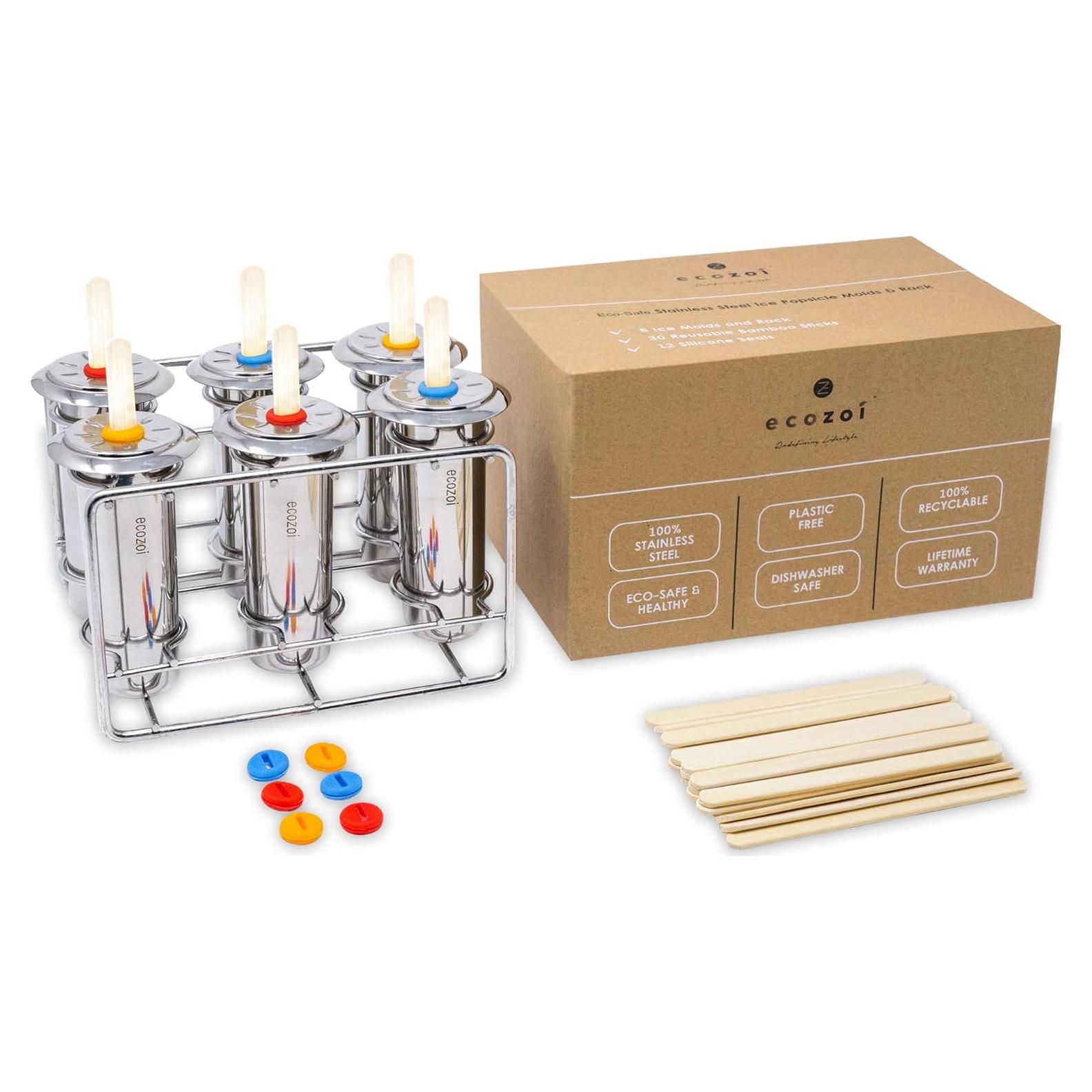 Moldes de Paletas Ecológicos Ecozoi de Acero Inoxidable 3 oz