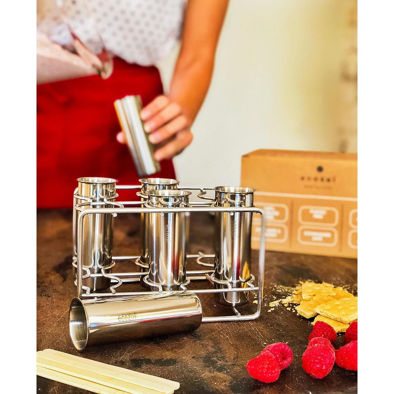 Moldes de Paletas Ecológicos Ecozoi de Acero Inoxidable 3 oz