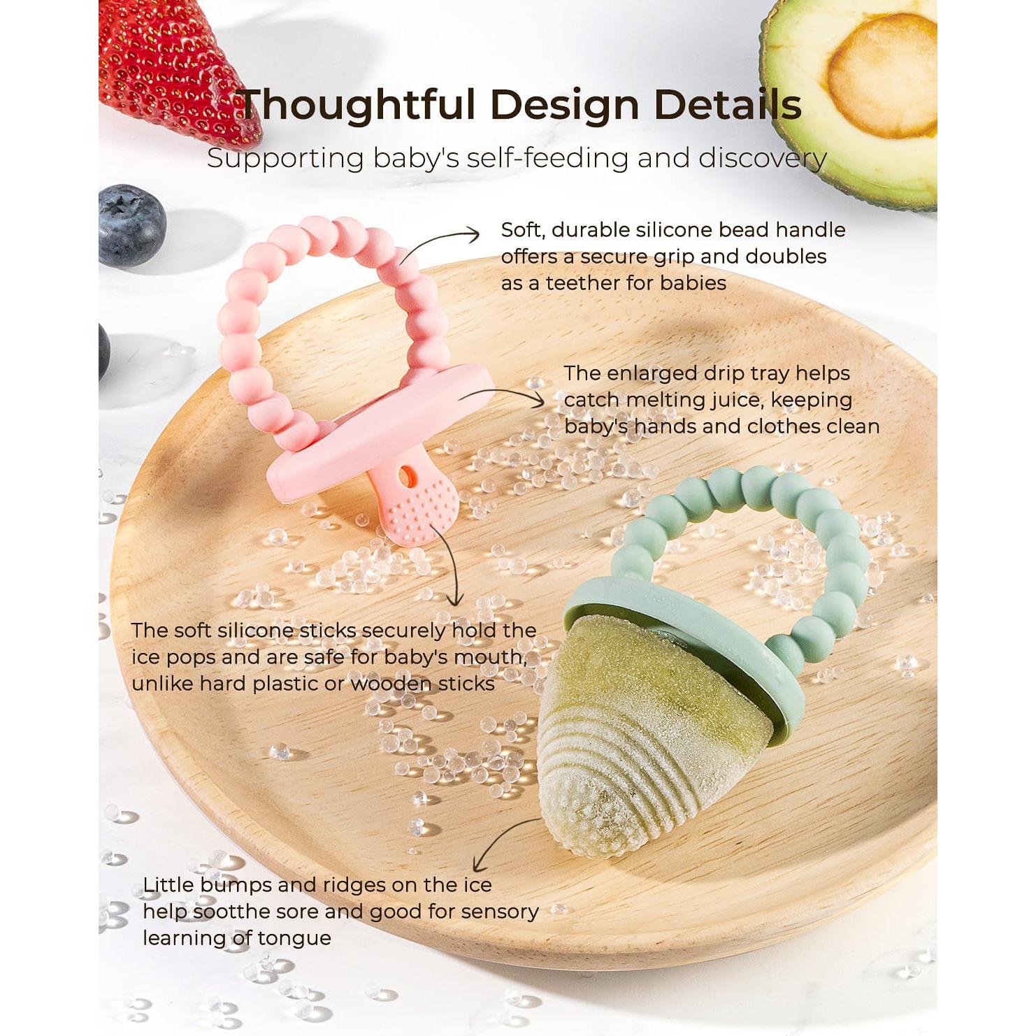 Moldes de Popsicle de Silicona AODISTUCE para Bebés 6 Cavidades