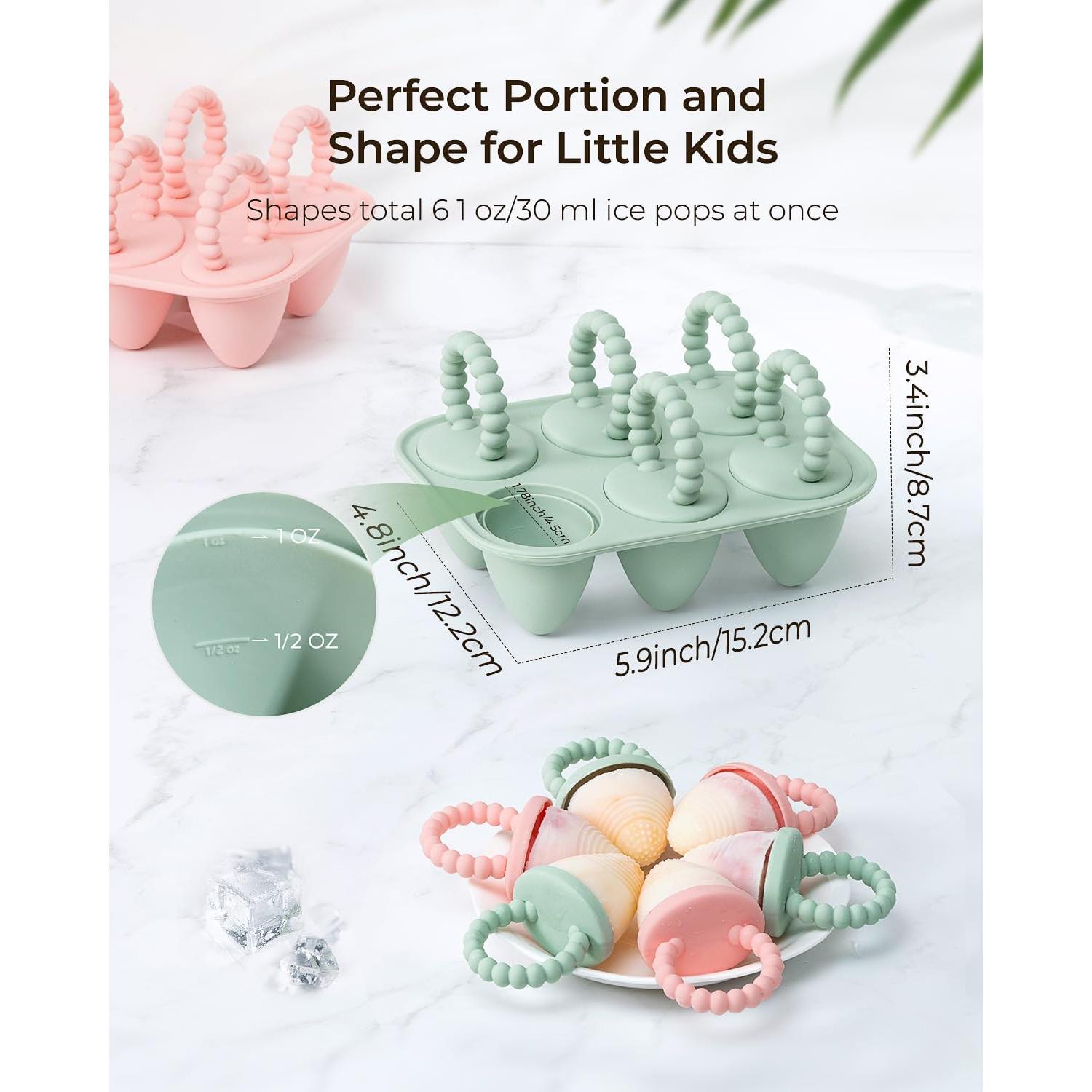 Moldes de Popsicle de Silicona AODISTUCE para Bebés 6 Cavidades