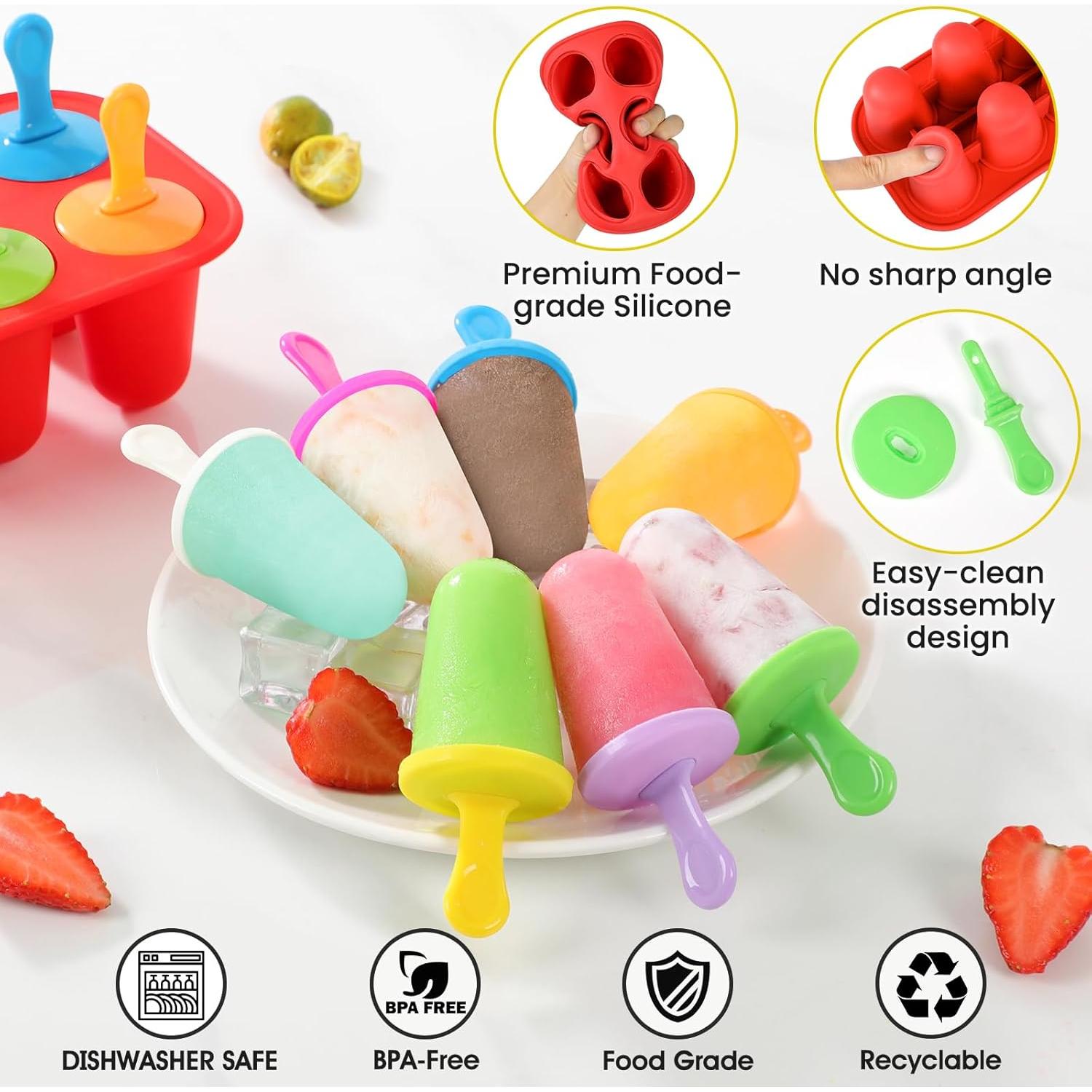 Moldes de Paletas de Silicona BAUSAR Reutilizables 6 Cavidades