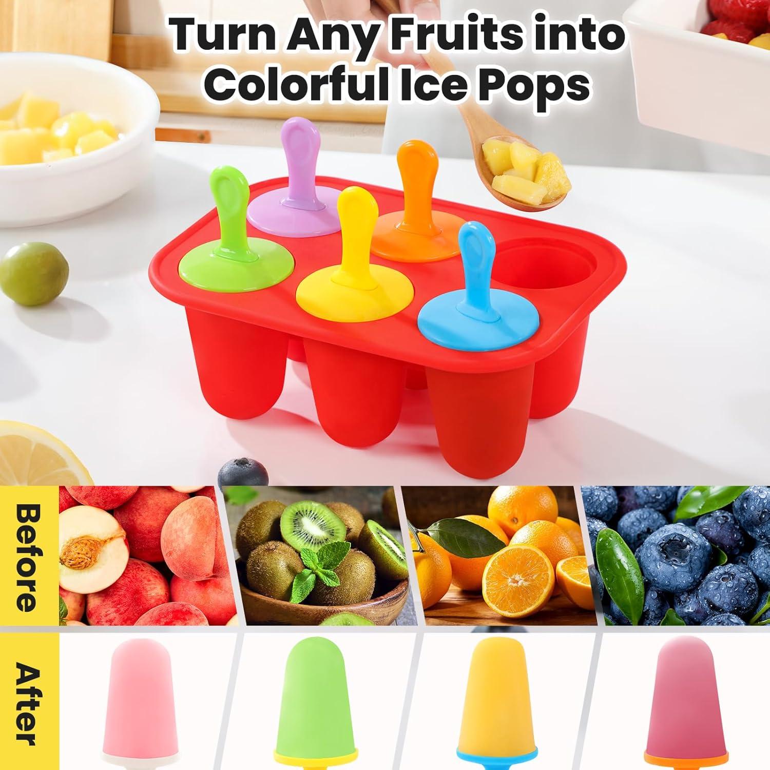 Moldes de Paletas de Silicona BAUSAR Reutilizables 6 Cavidades