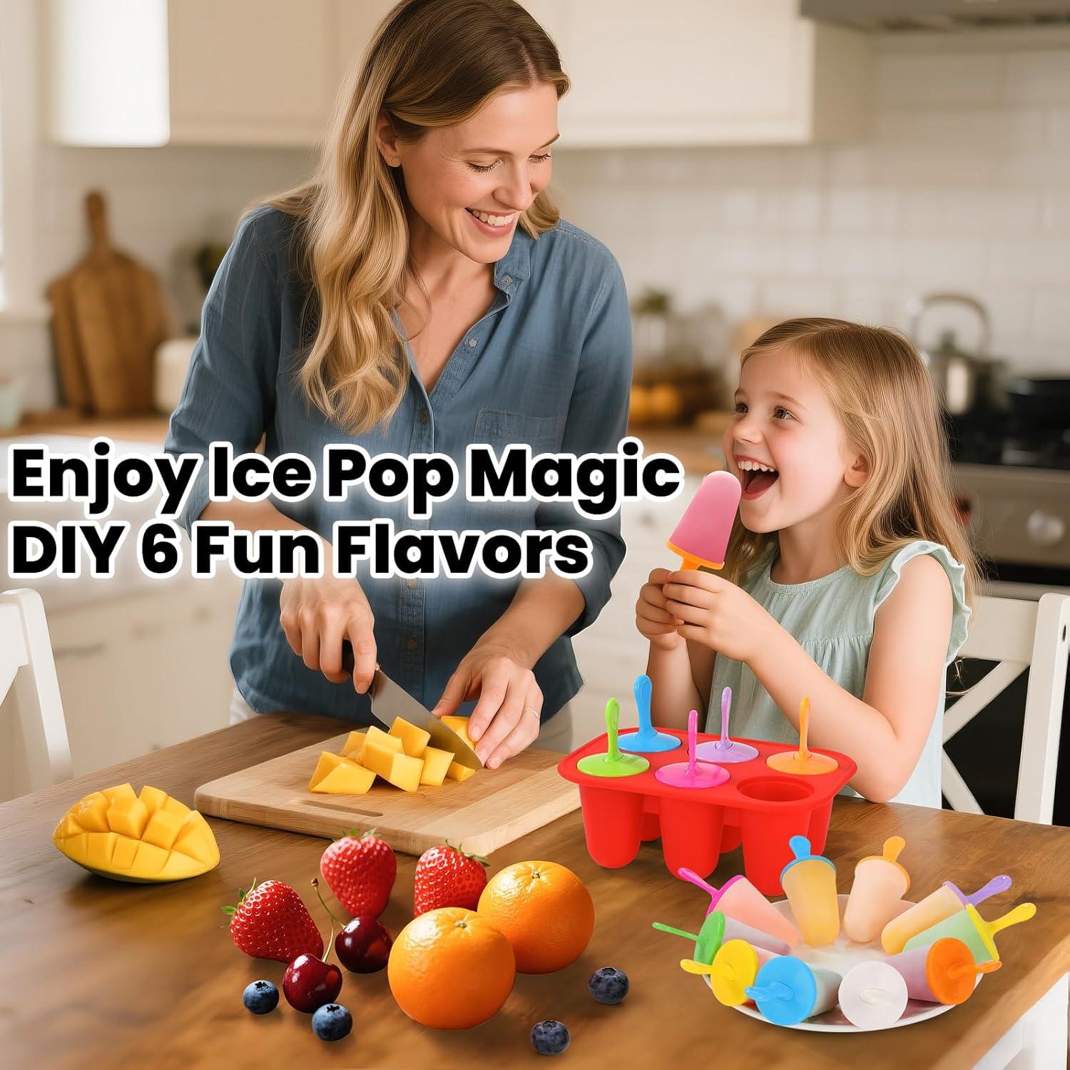 Moldes de Paletas de Silicona BAUSAR Reutilizables 6 Cavidades