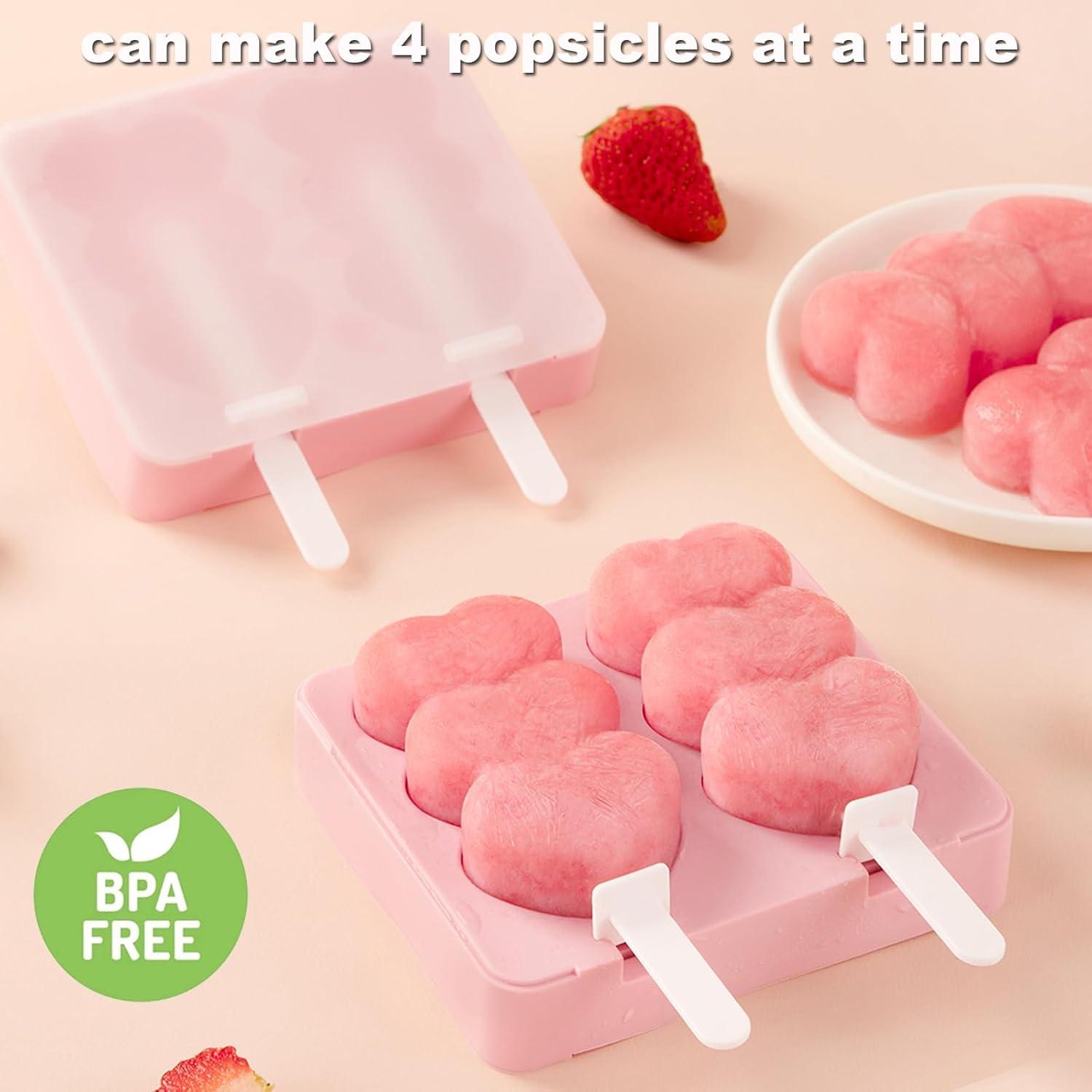 Moldes de Paletas de Silicona CUISITOOL 4 Piezas Rosa