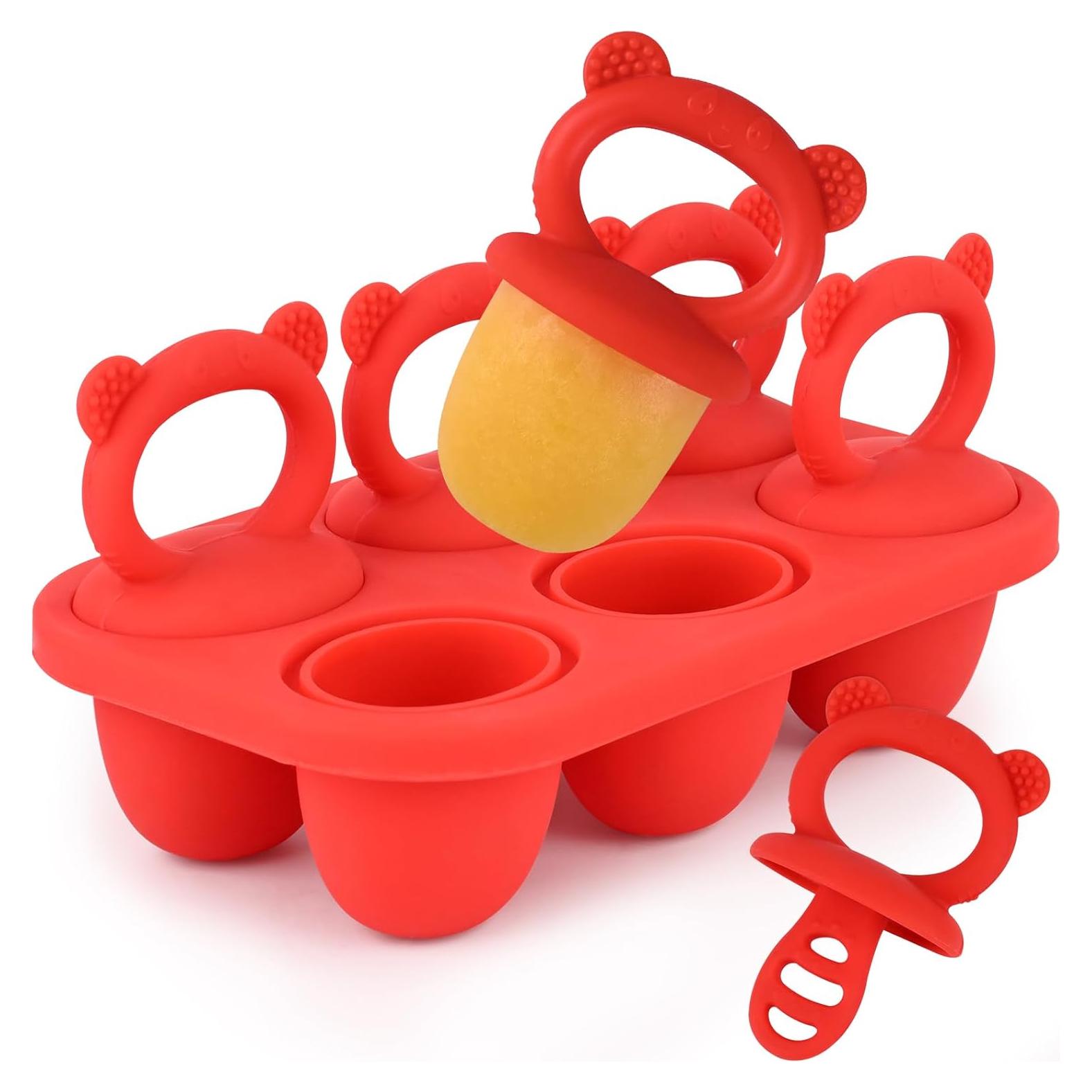 Moldes de Paletas para Bebés WMKGG de Silicona Roja - Alivio Dentición