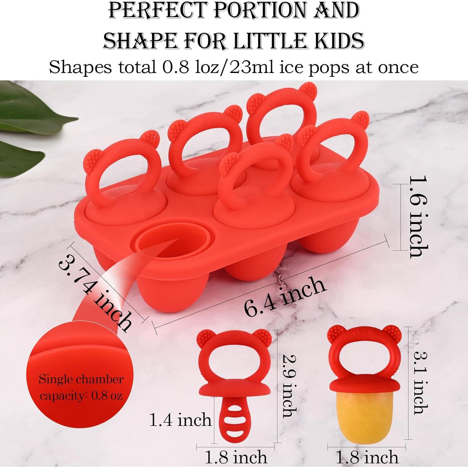 Moldes de Paletas para Bebés WMKGG de Silicona Roja - Alivio Dentición