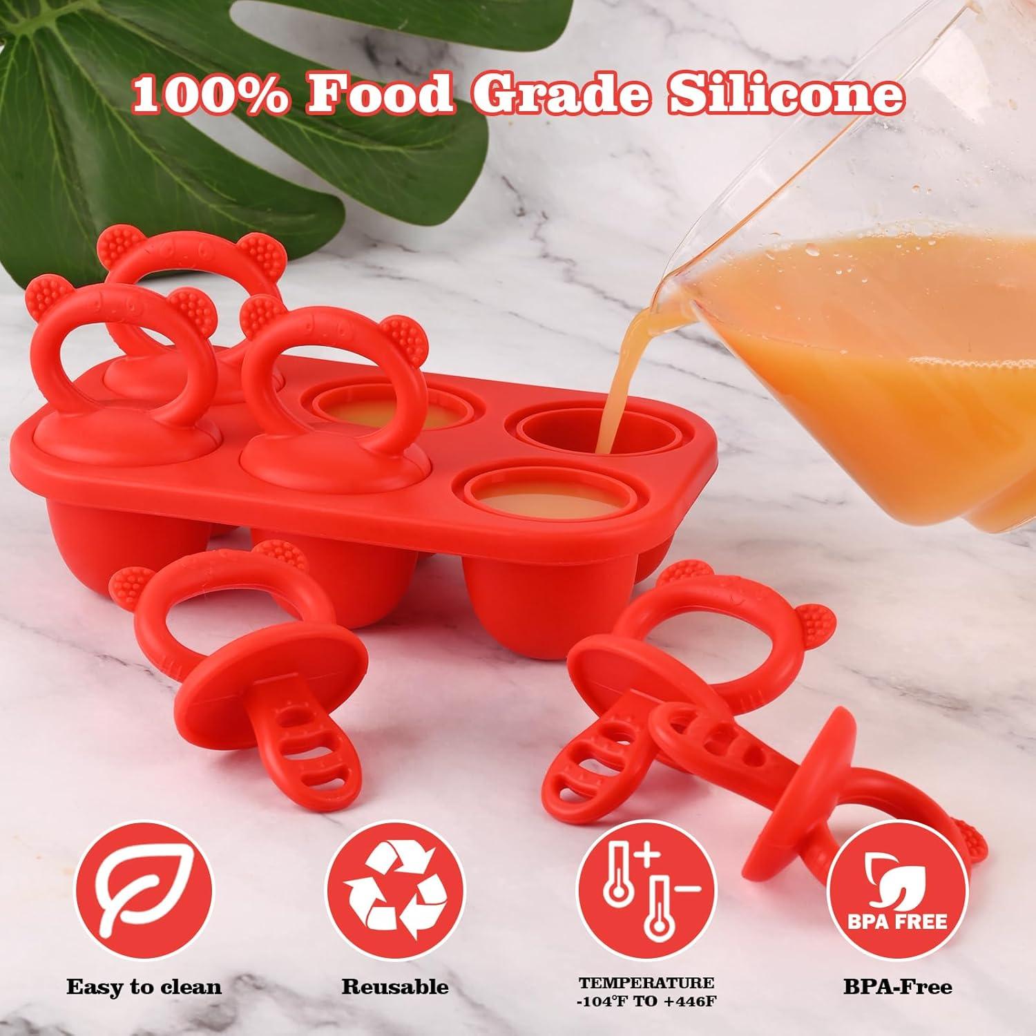 Moldes de Paletas para Bebés WMKGG de Silicona Roja - Alivio Dentición