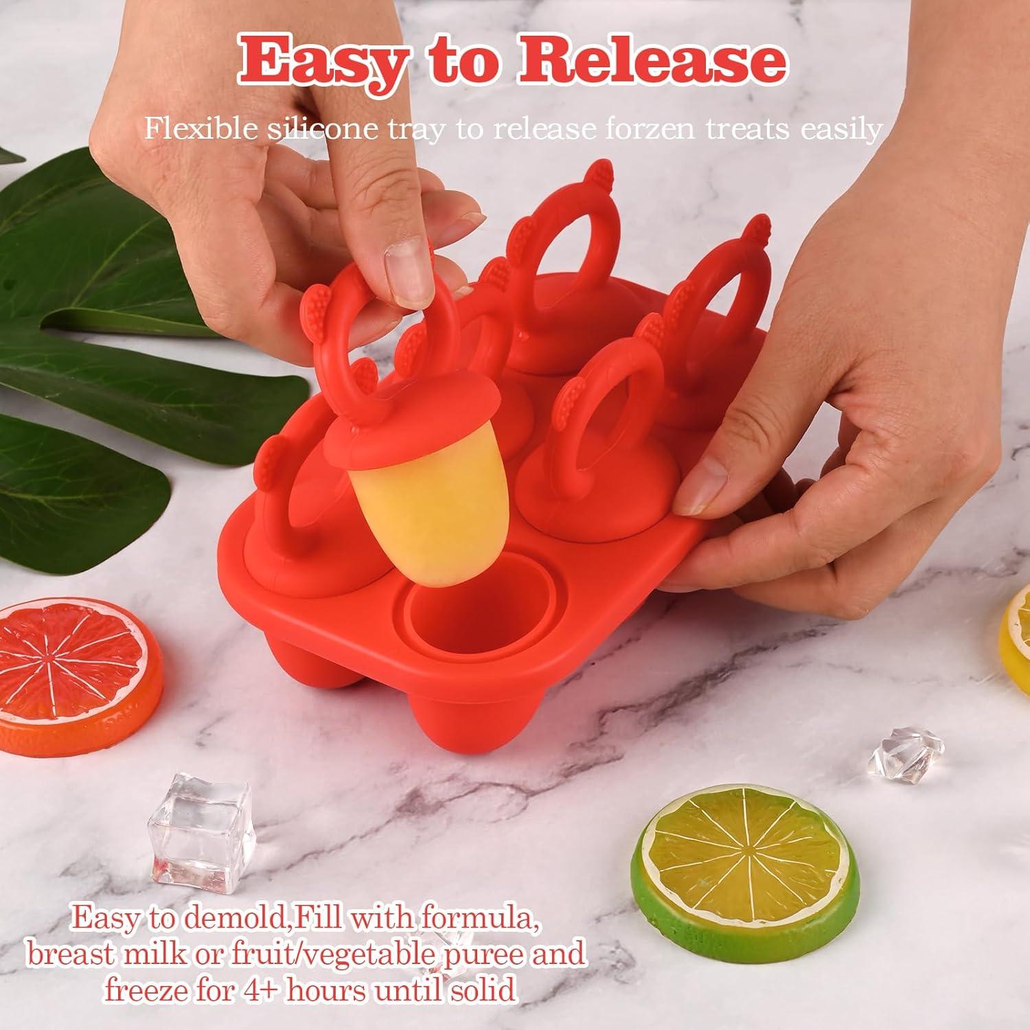 Moldes de Paletas para Bebés WMKGG de Silicona Roja - Alivio Dentición