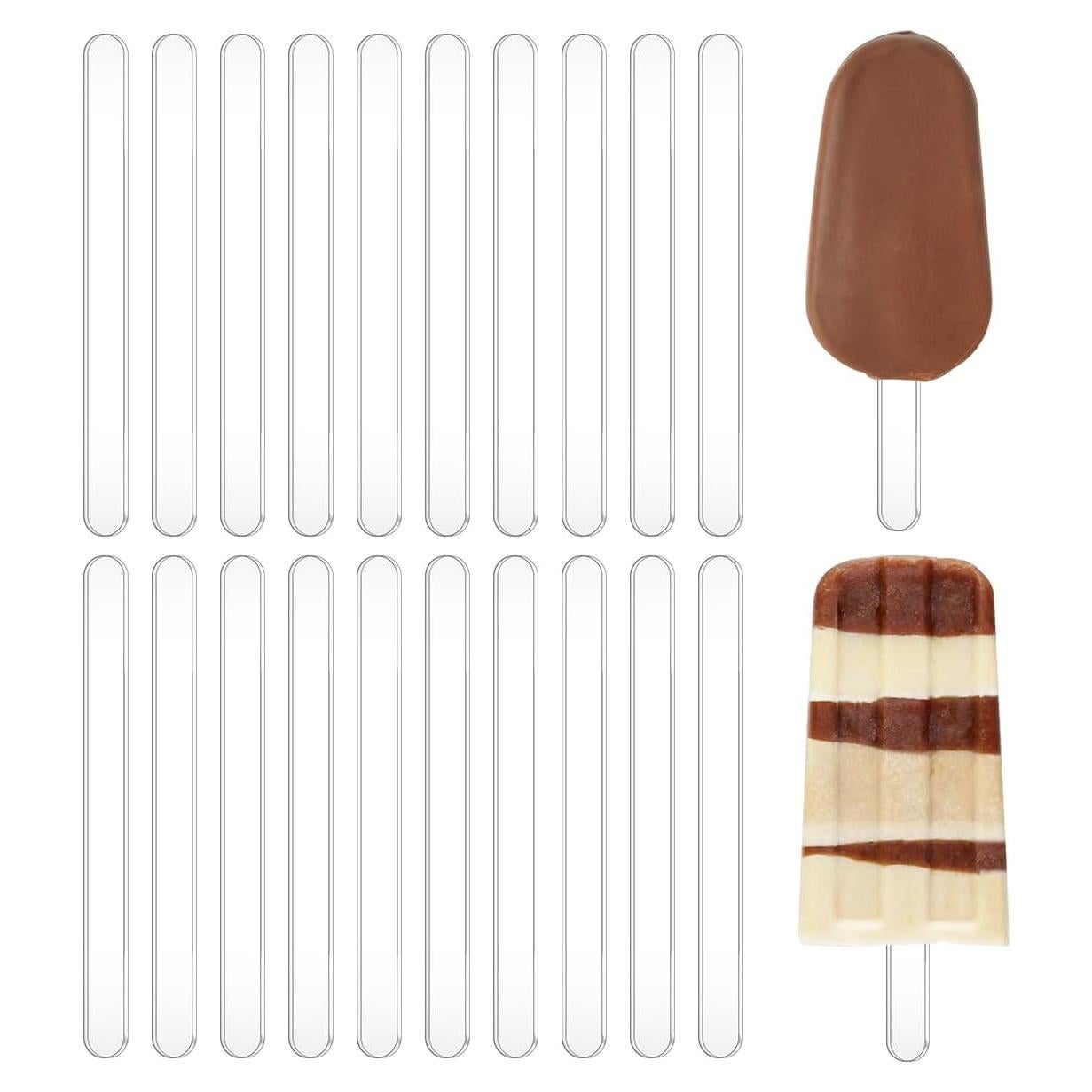 20 Palitos de Helado Acrílicos Reutilizables Tenalleys 11.5 cm