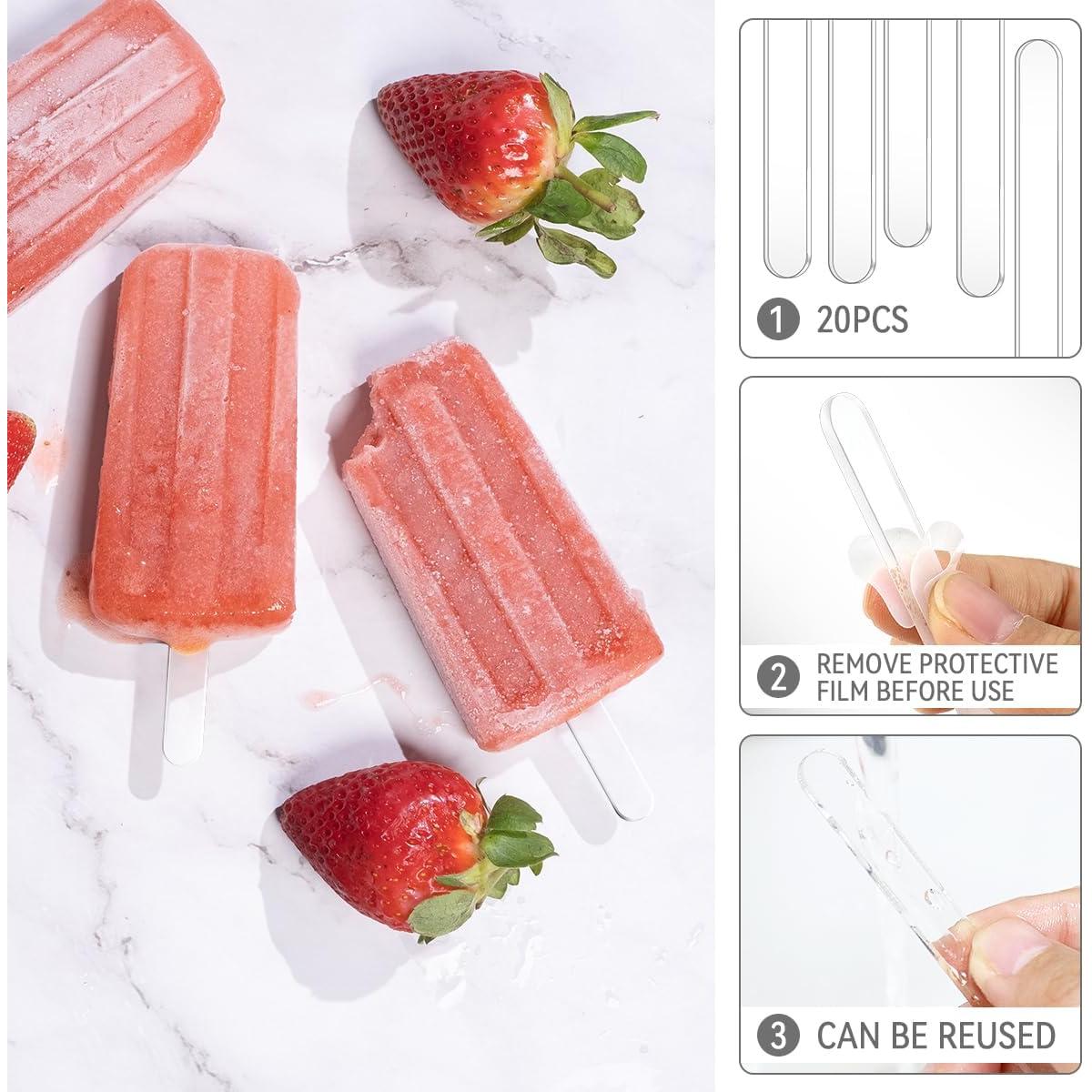 20 Palitos de Helado Acrílicos Reutilizables Tenalleys 11.5 cm