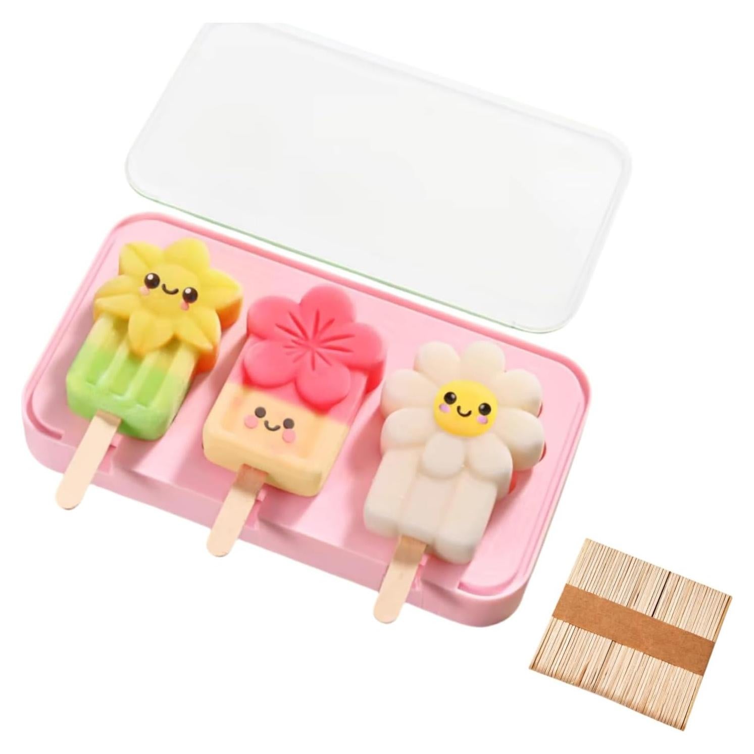 Moldes de Popsicles de Silicona Zigihos con 50 Palitos de Madera