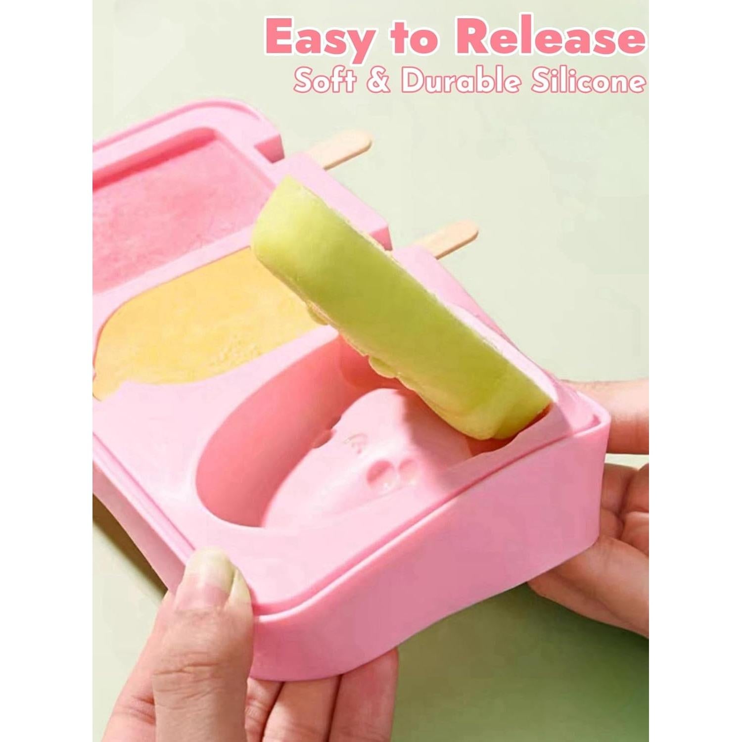 Moldes de Popsicles de Silicona Zigihos con 50 Palitos de Madera