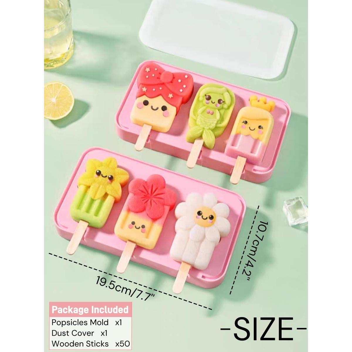 Moldes de Popsicles de Silicona Zigihos con 50 Palitos de Madera