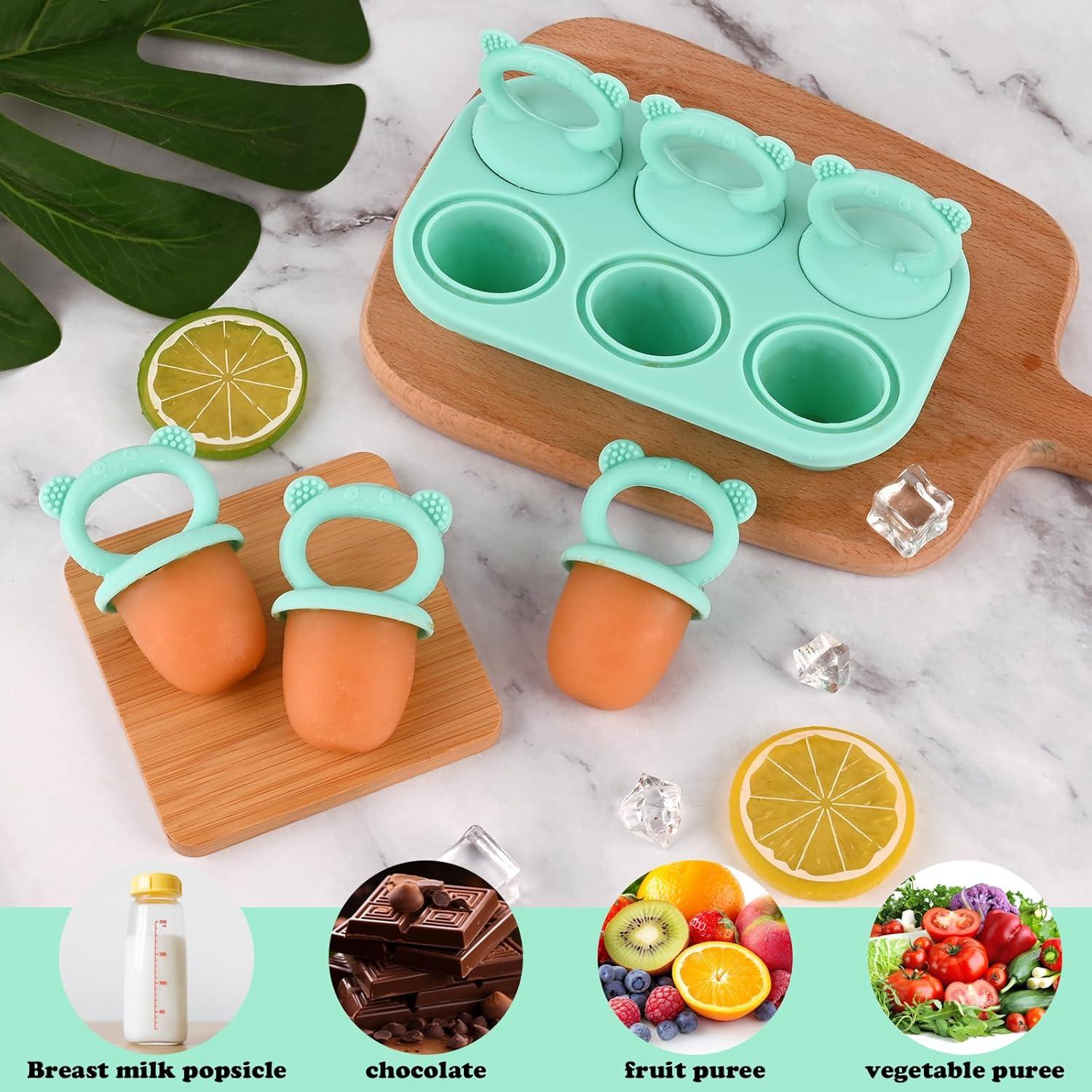 Moldes de Paletas de Silicona HUAKENER 6 Cavidades Verde