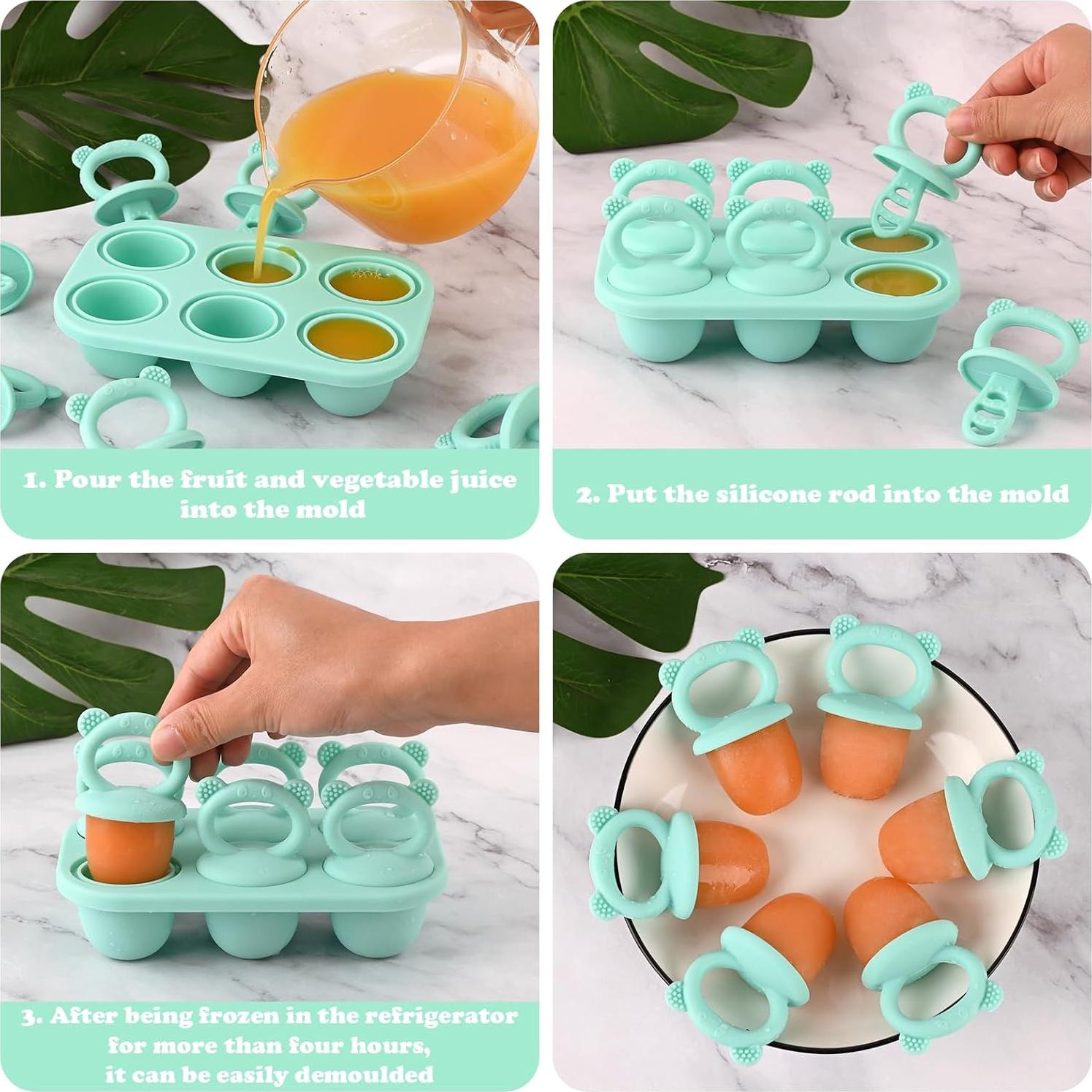 Moldes de Paletas de Silicona HUAKENER 6 Cavidades Verde