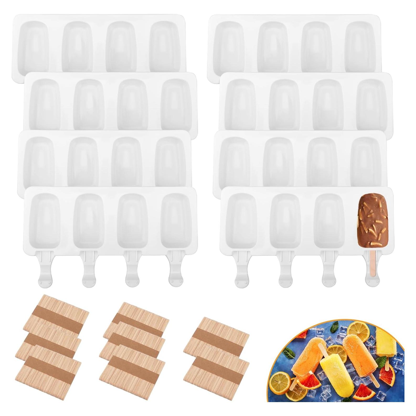 8 Moldes de Silicona para Paletas SAYAYA con 400 Palitos
