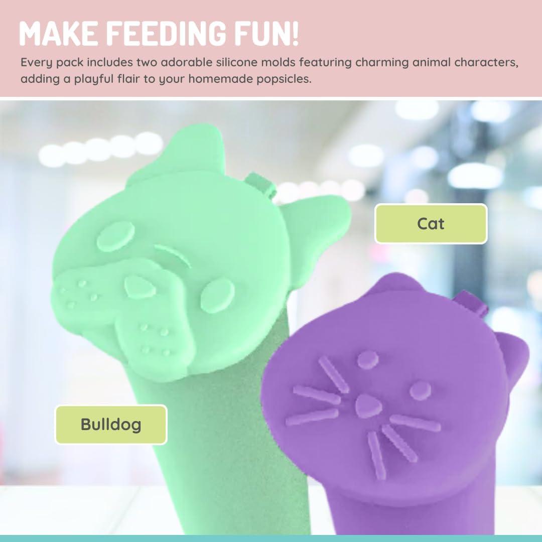 Moldes de Paletas de Silicona Melii - 2 Piezas Animales, Libre de BPA