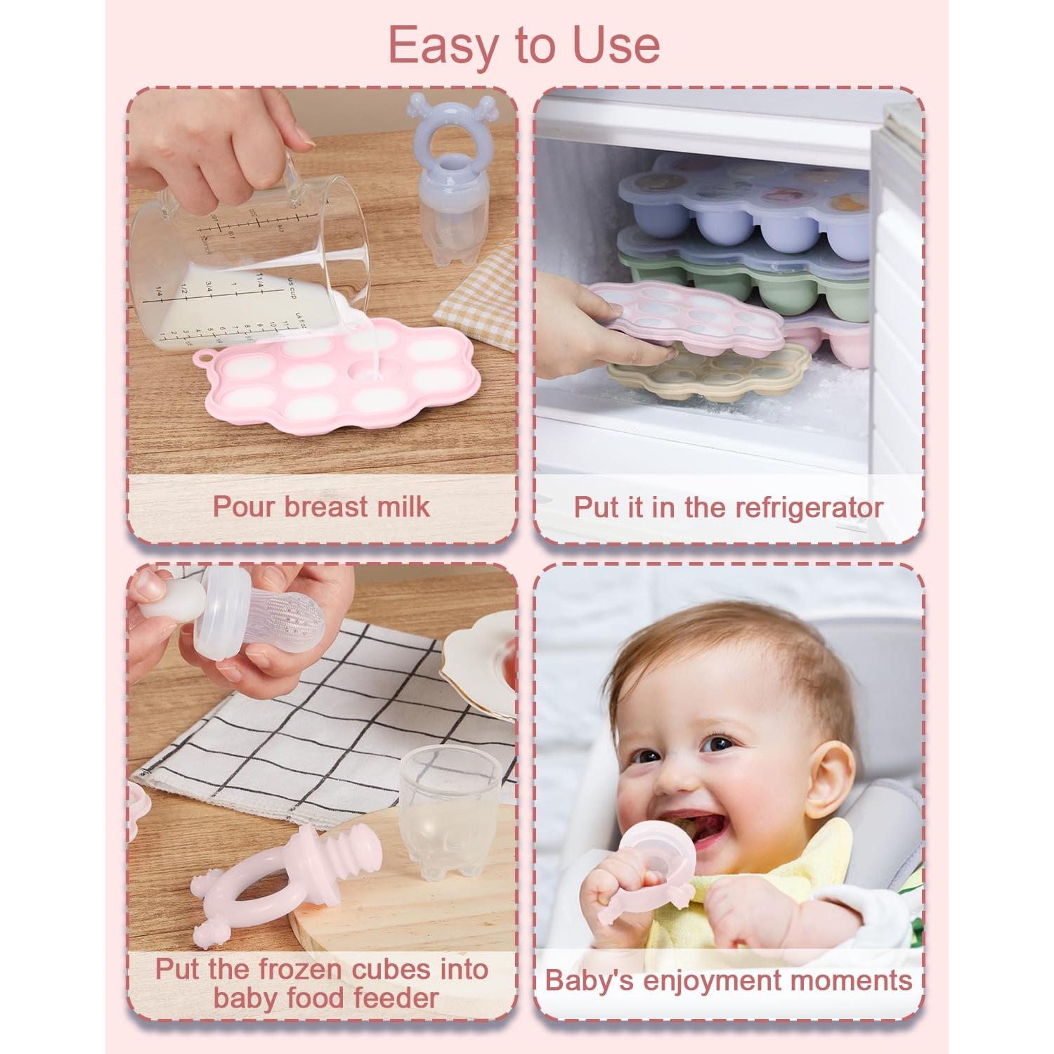 Bandejas de Congelador para Bebés KingKam - Silicona Rosa 2 Pzs