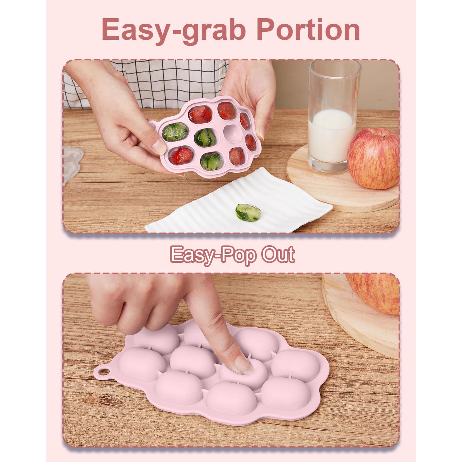 Bandejas de Congelador para Bebés KingKam - Silicona Rosa 2 Pzs