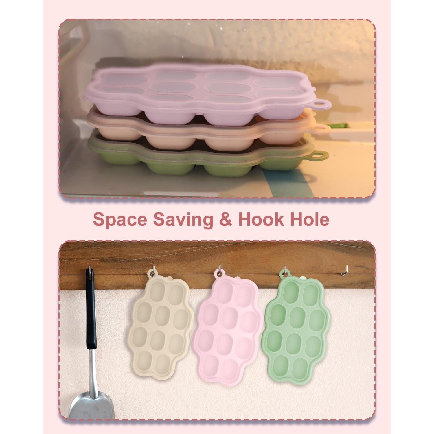 Bandejas de Congelador para Bebés KingKam - Silicona Rosa 2 Pzs