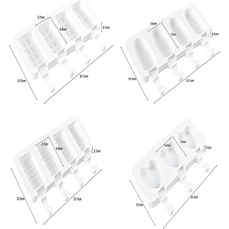 Moldes de Paletas de Hielo ELANE 25 Pcs Silicona Blanca