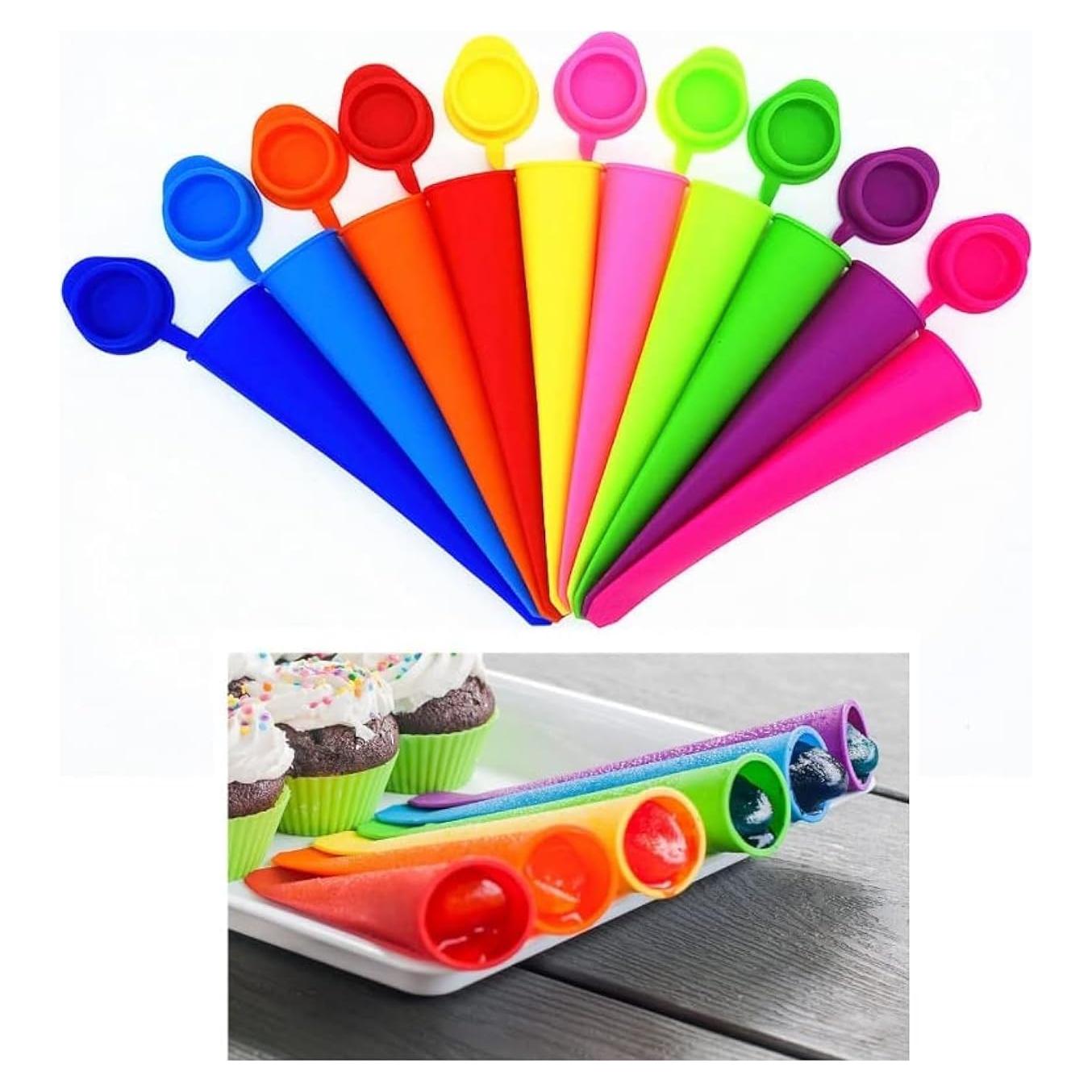 Moldes de Paletas de Silicona ECOBERI, Set de 10, Libre de BPA