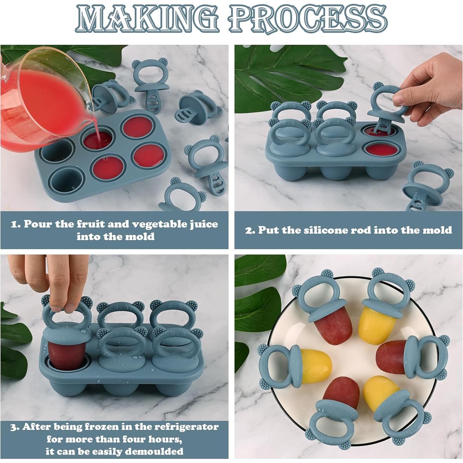 Moldes de Paletas de Silicona BokingOne 6 Cavidades Azul