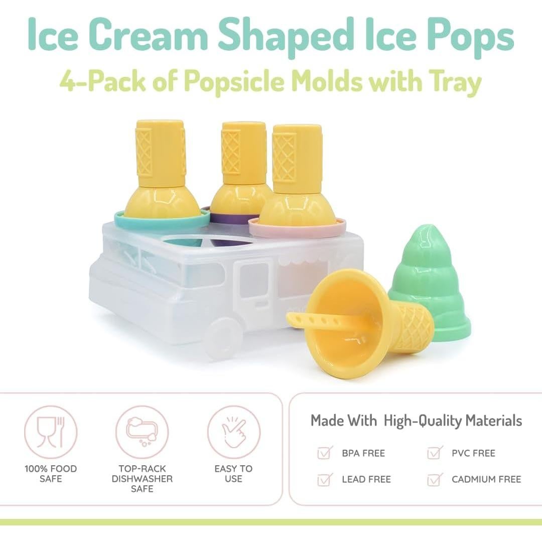 Moldes de Helado Melii Multicolor, Paquete de 4, Reutilizables