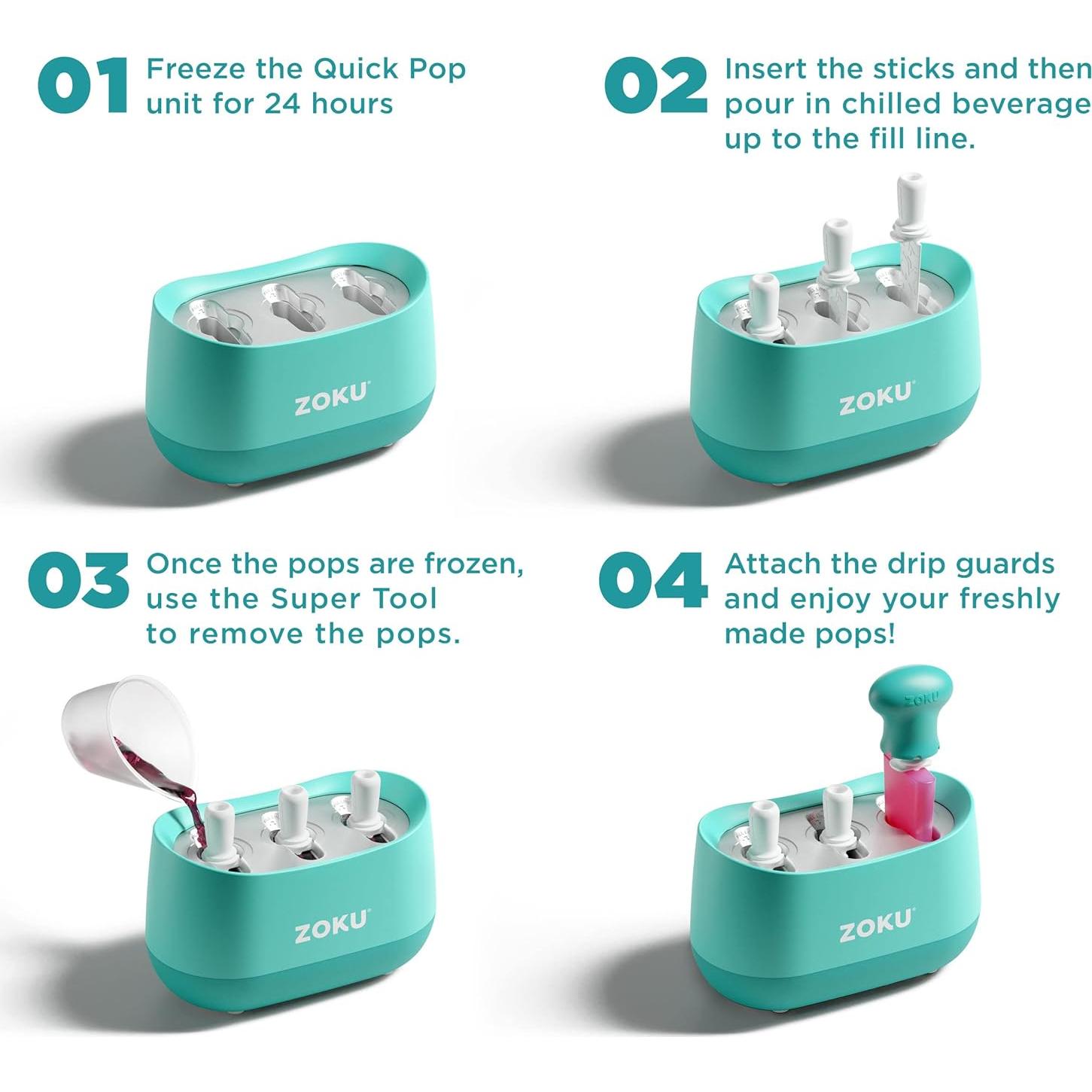 Fabricante de Paletas Rápido ZOKU Azul, 3 Paletas en 7 Minutos