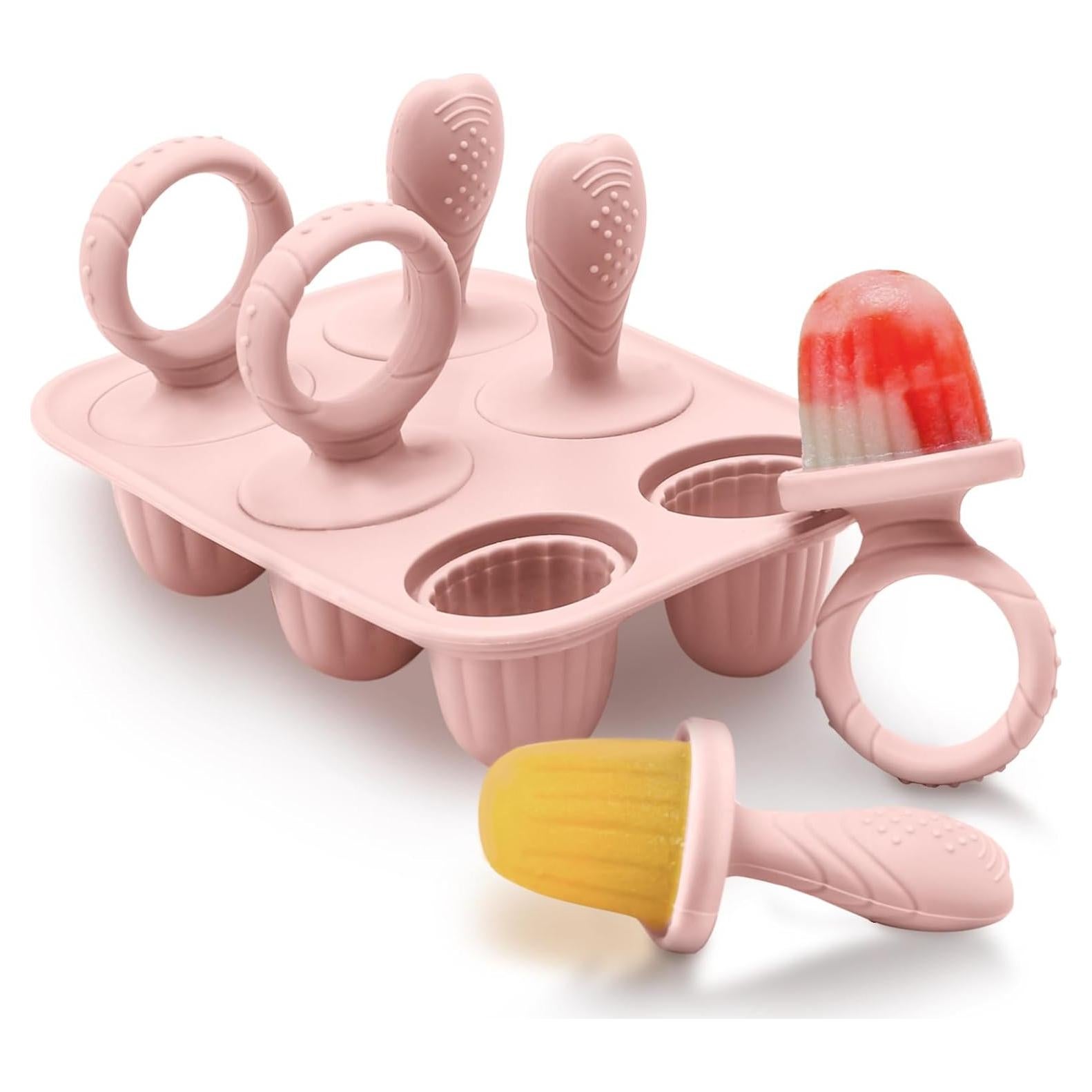 Moldes de Popsicle de Silicona Rosa para Bebés - Alivio Dentición