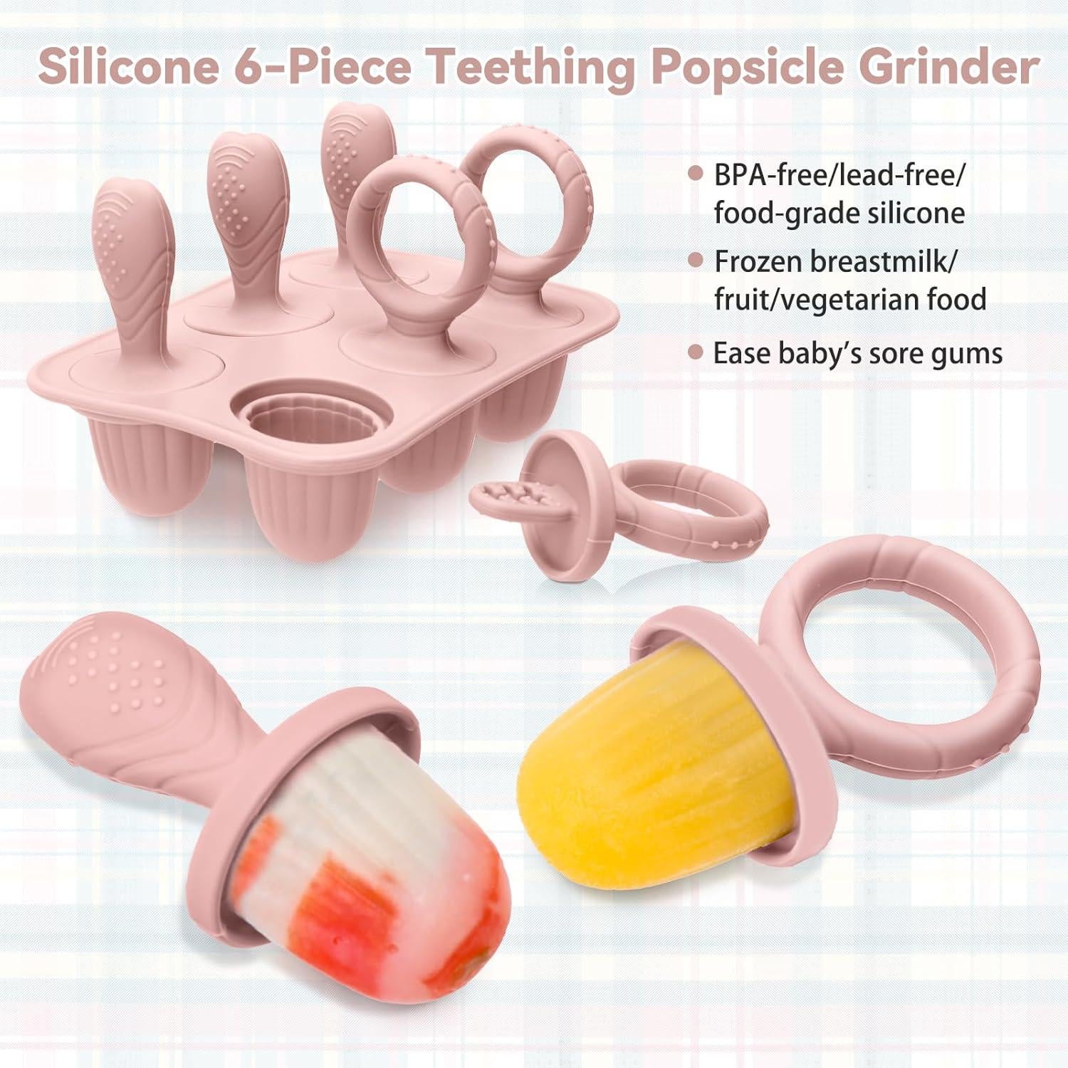 Moldes de Popsicle de Silicona Rosa para Bebés - Alivio Dentición