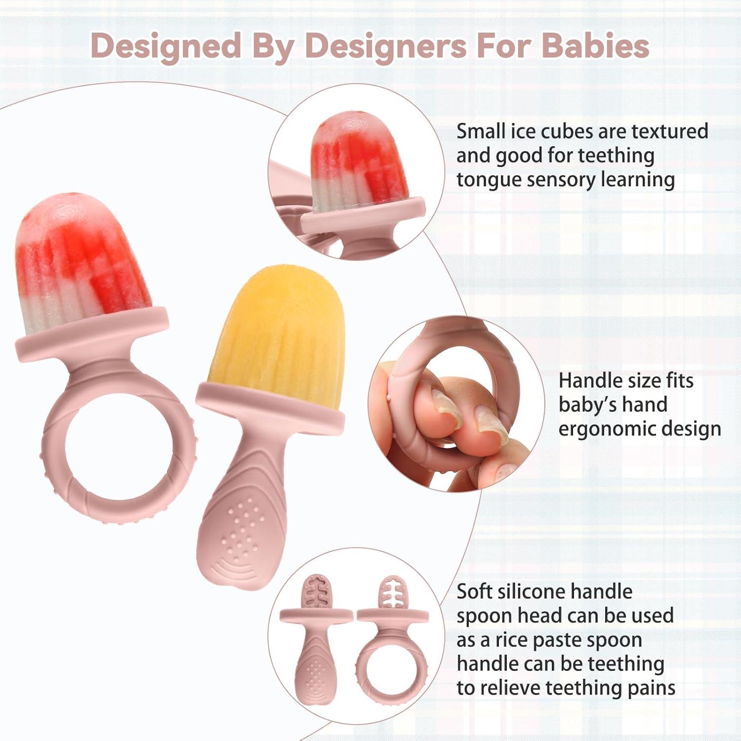 Moldes de Popsicle de Silicona Rosa para Bebés - Alivio Dentición