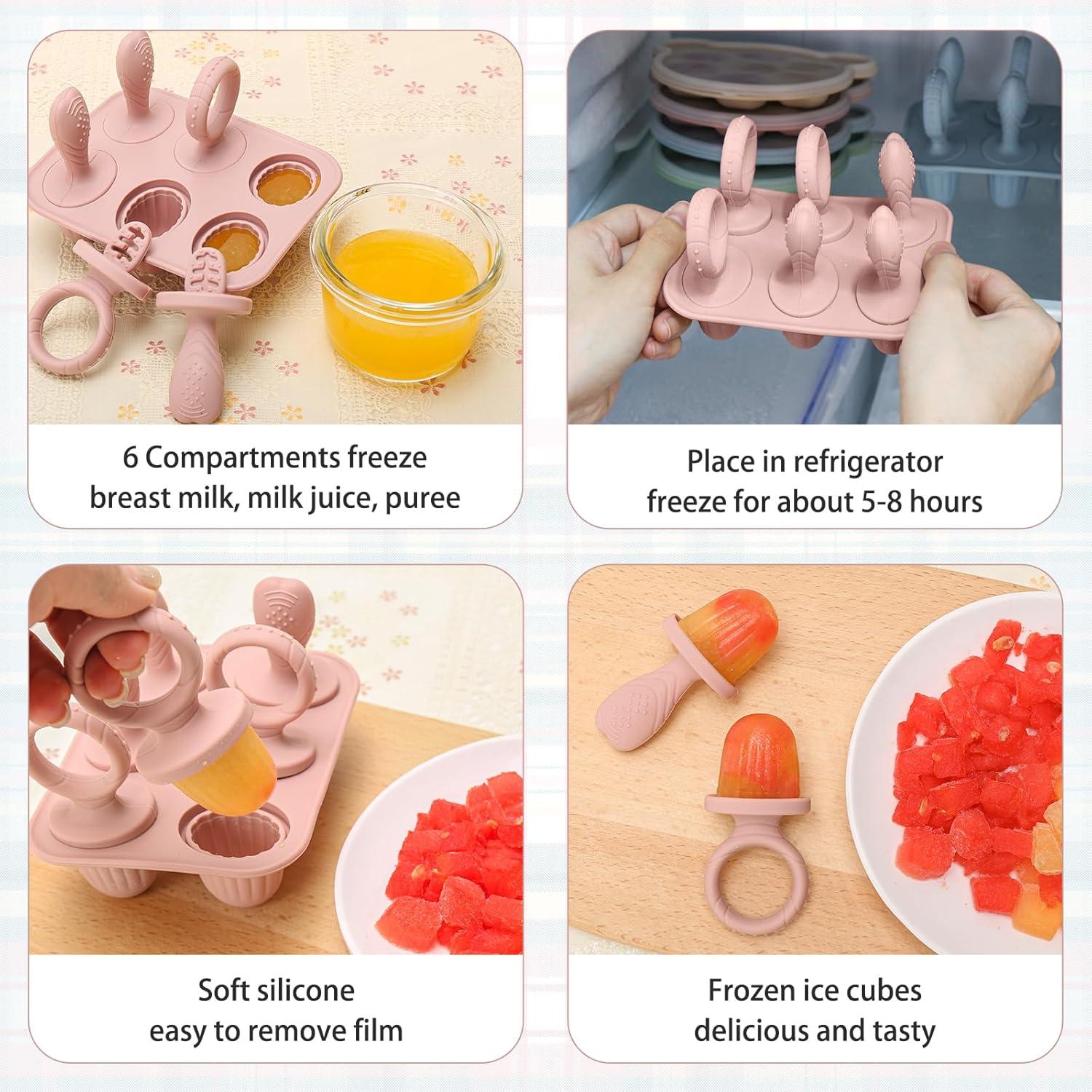 Moldes de Popsicle de Silicona Rosa para Bebés - Alivio Dentición