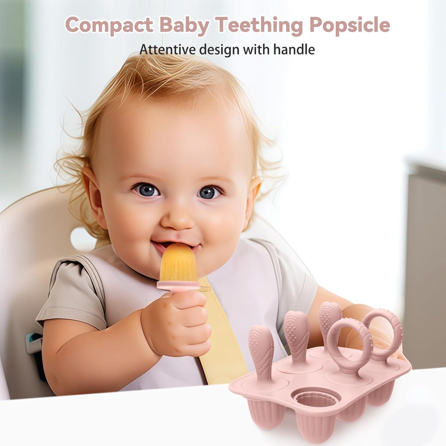 Moldes de Popsicle de Silicona Rosa para Bebés - Alivio Dentición