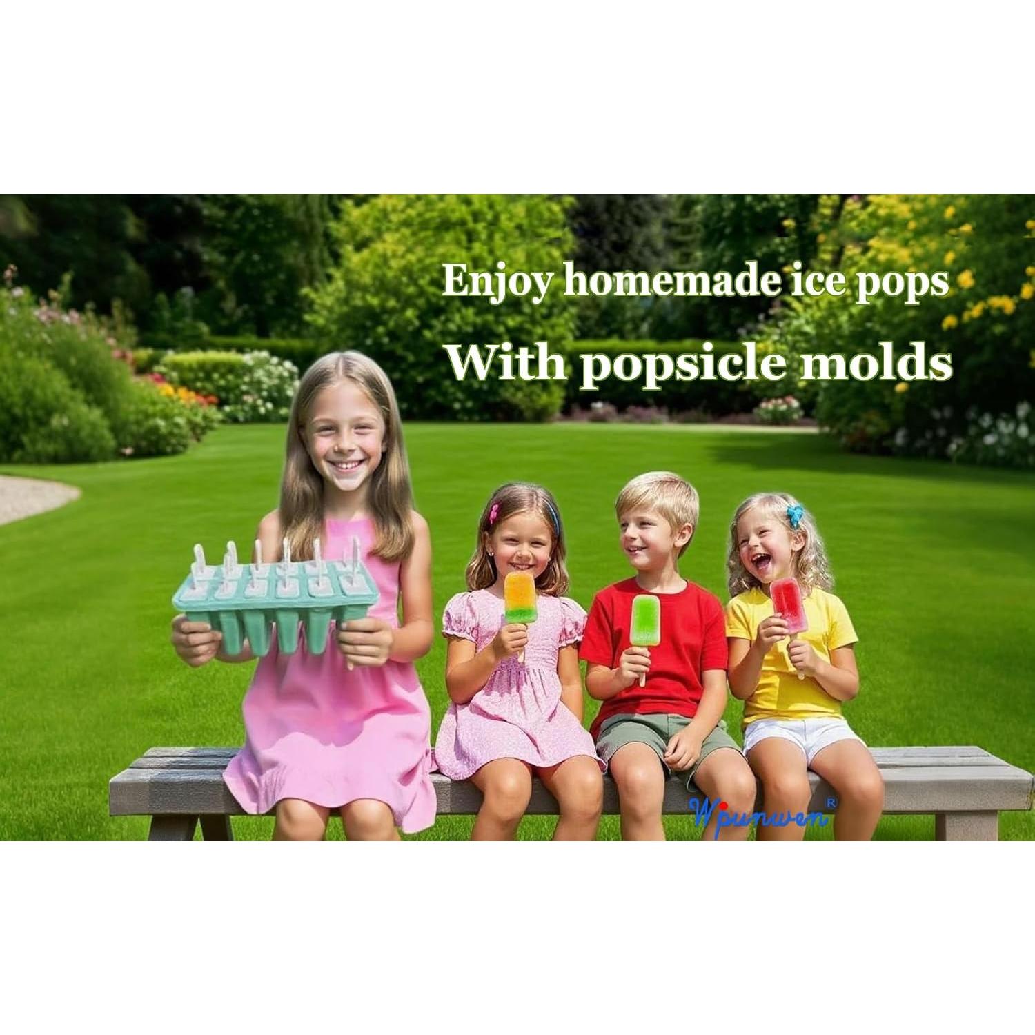 Moldes de Popsicle de Silicona Wpunwen 12 Cavidades Verde